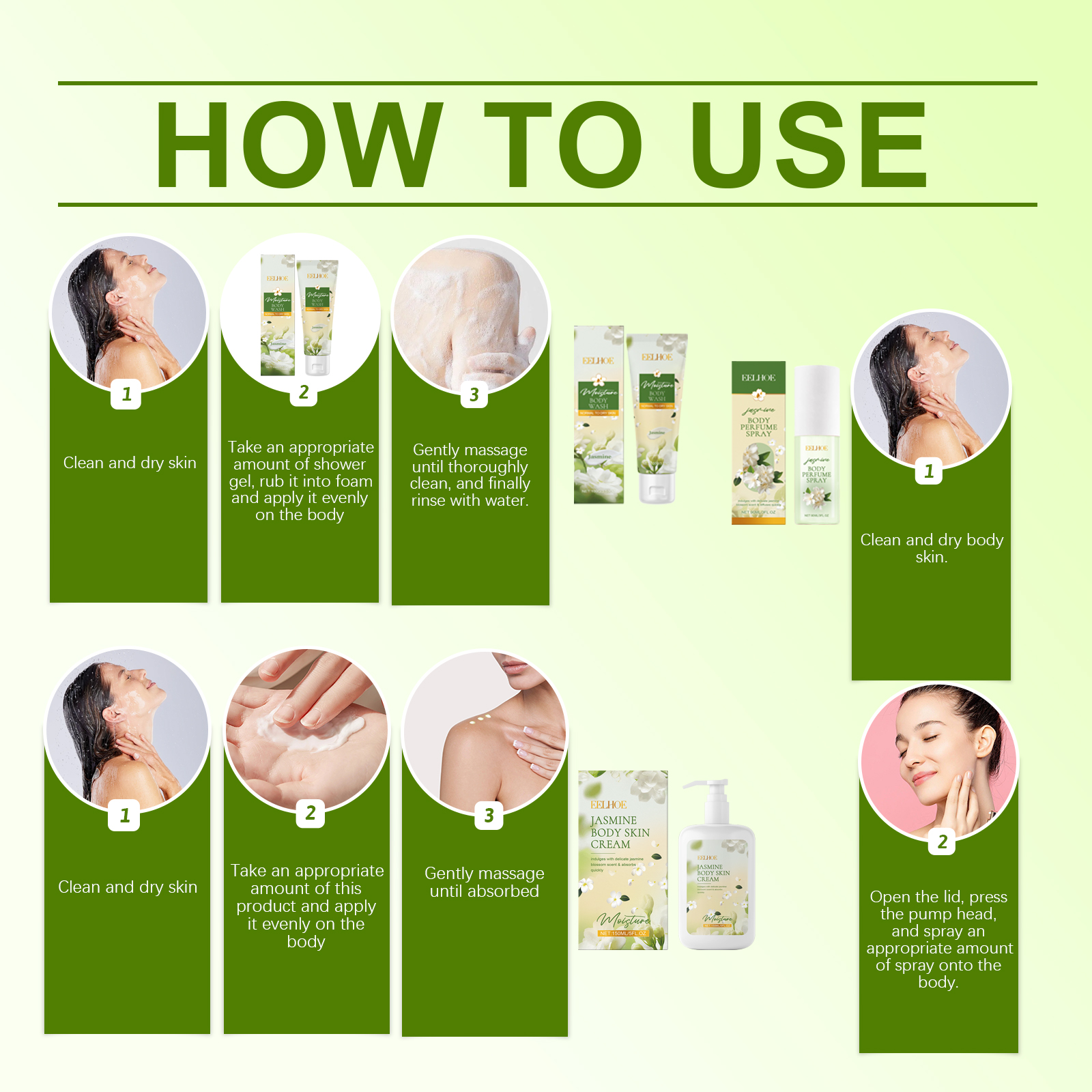 Jasmine Body Care Set Gently Cleanses And Moisturizes Body S