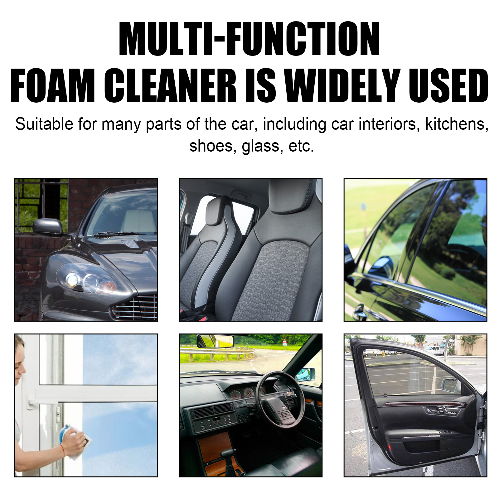 Foam cleaner used across car interior surfaces
