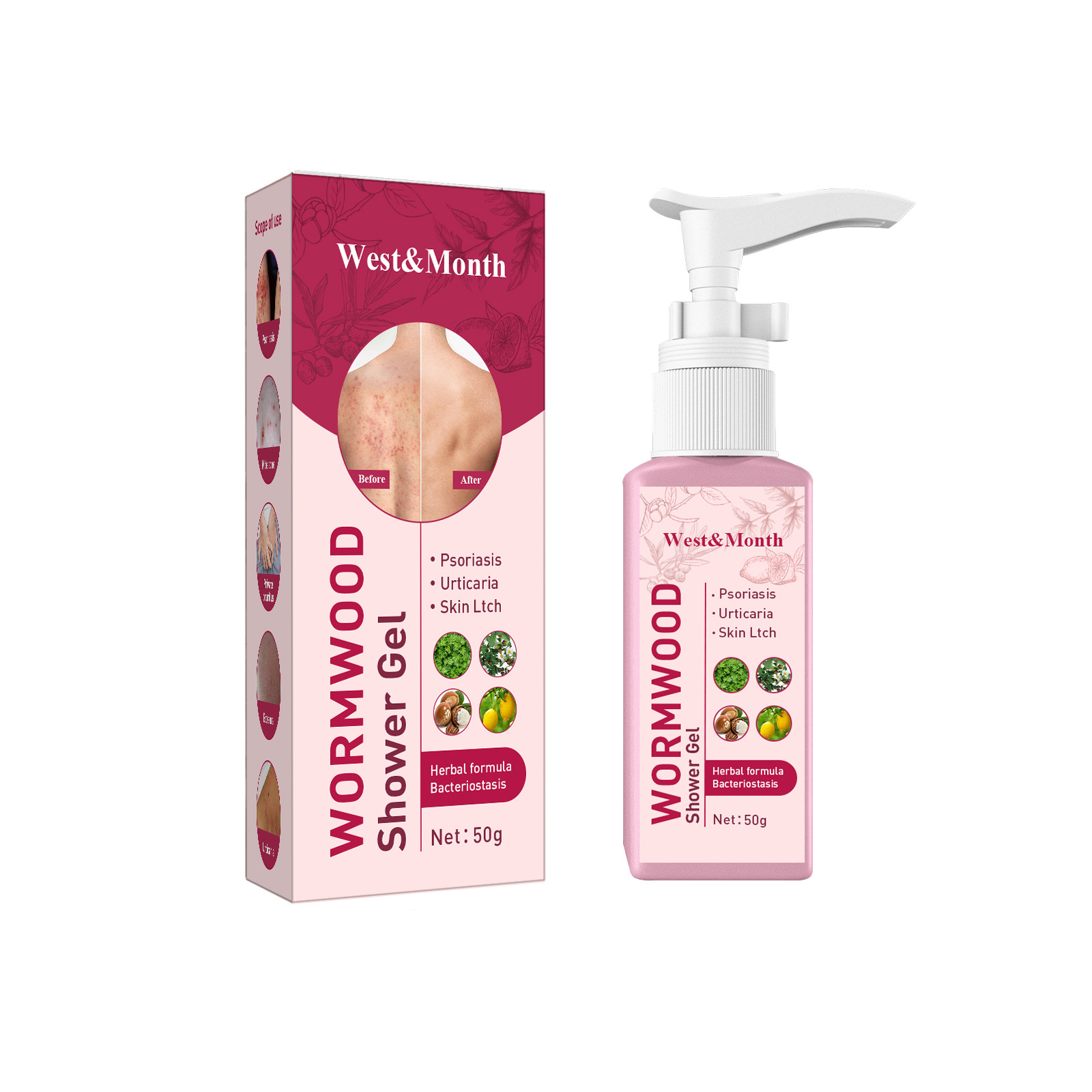 Wormwood Anti-Itch Body Wash, Refreshing, Repairing, Lubrica