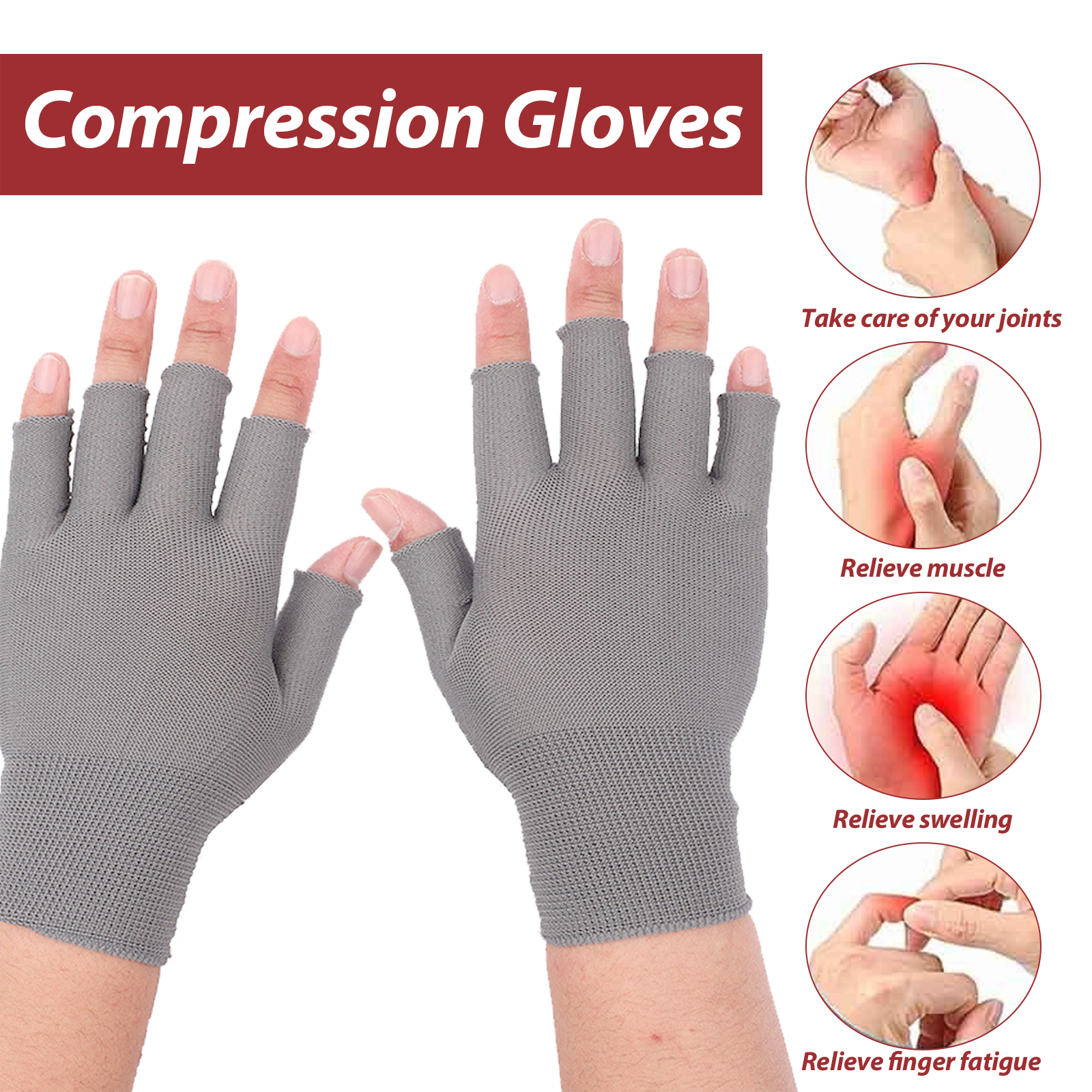Gray stretch-knit glove fabric and hand coverage