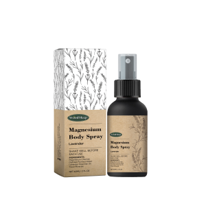 Amber glass body spray and matching botanical carton