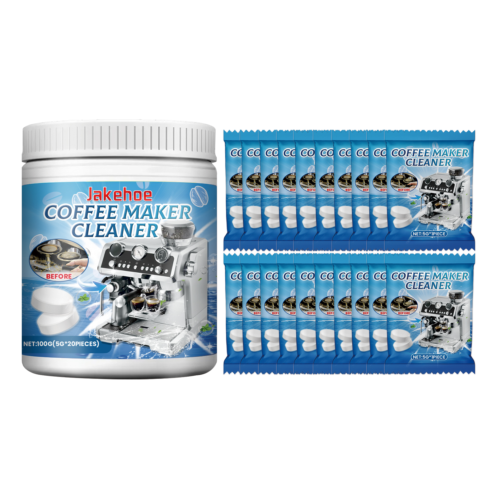 Coffee Machine Cleaning Tablets, Filter Flushing Bubble Head Pipeline Coffee Stain Cleaning Sheet