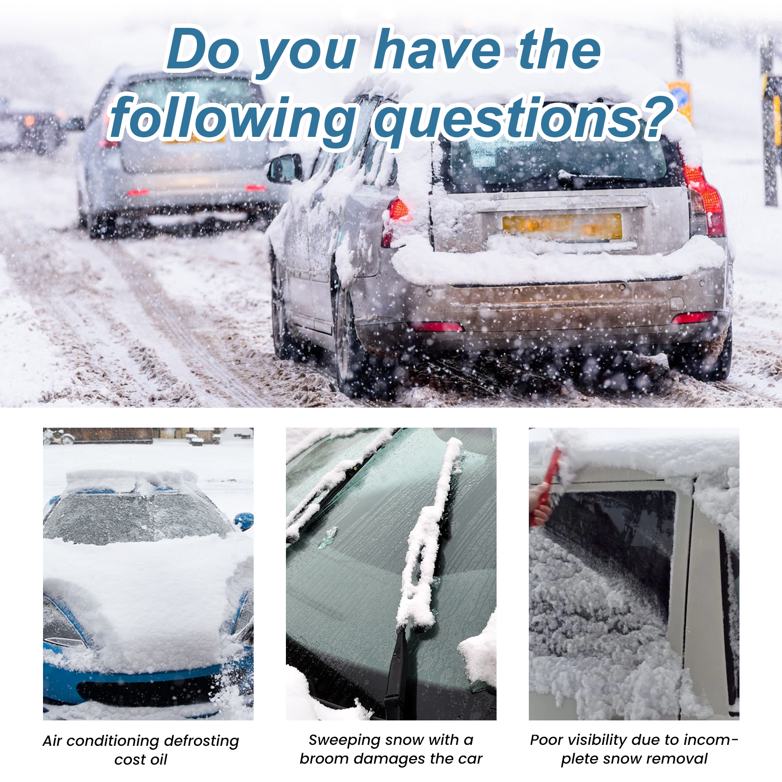Snow-covered vehicle windshield before winter cleanup