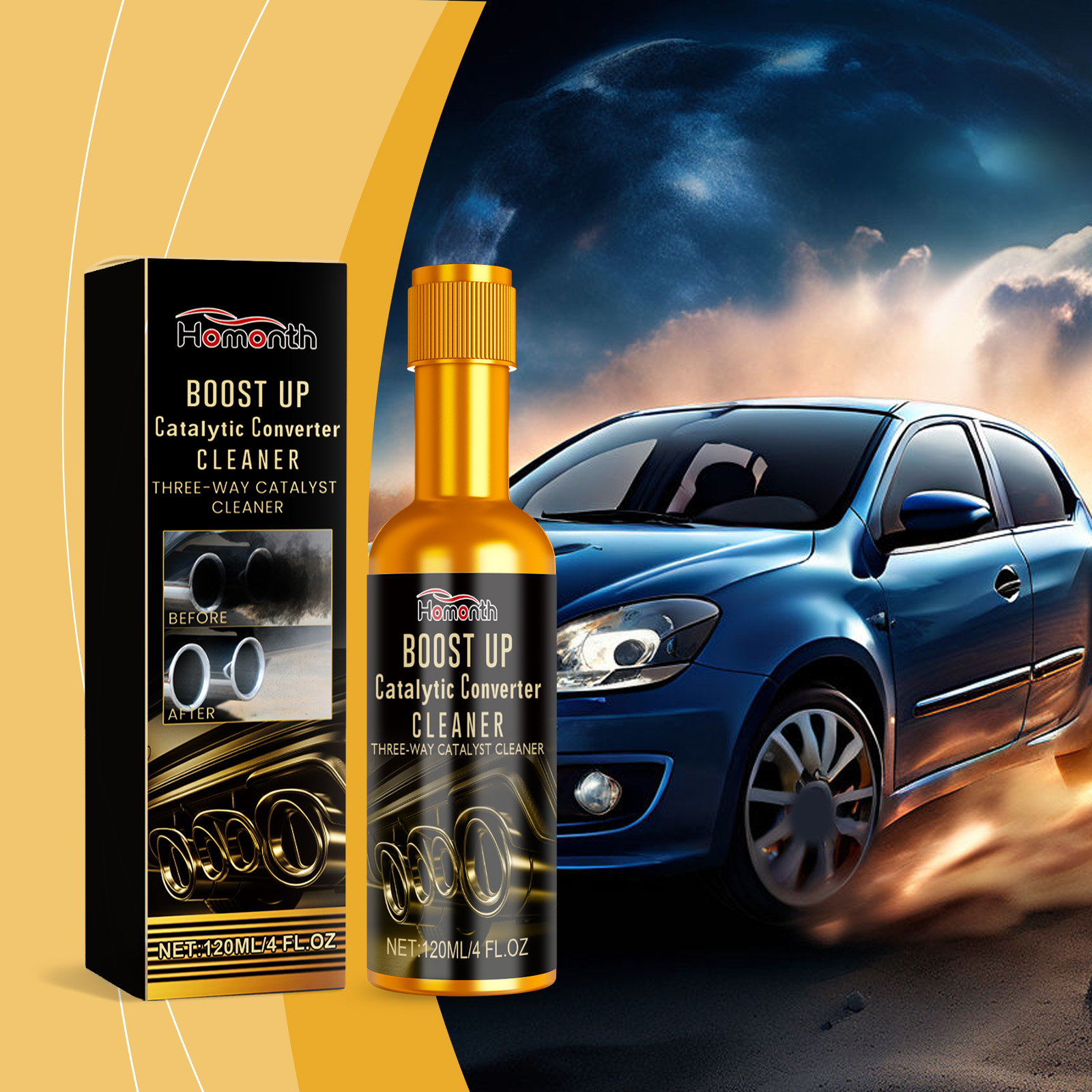 Catalytic converter cleaner beside passenger car