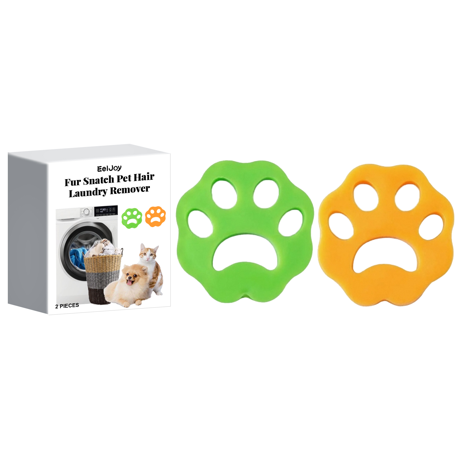 Green and orange paw removers shown as a pair