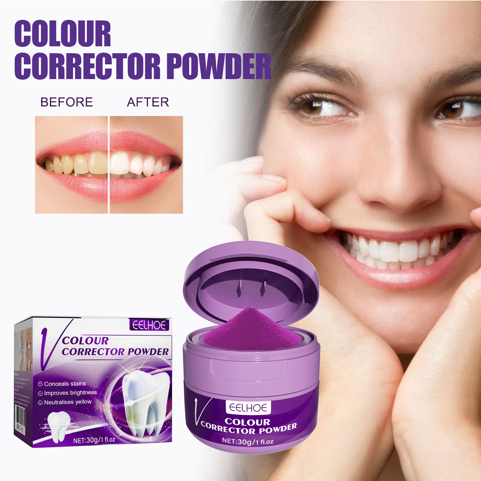Smiling woman showing brighter-looking teeth