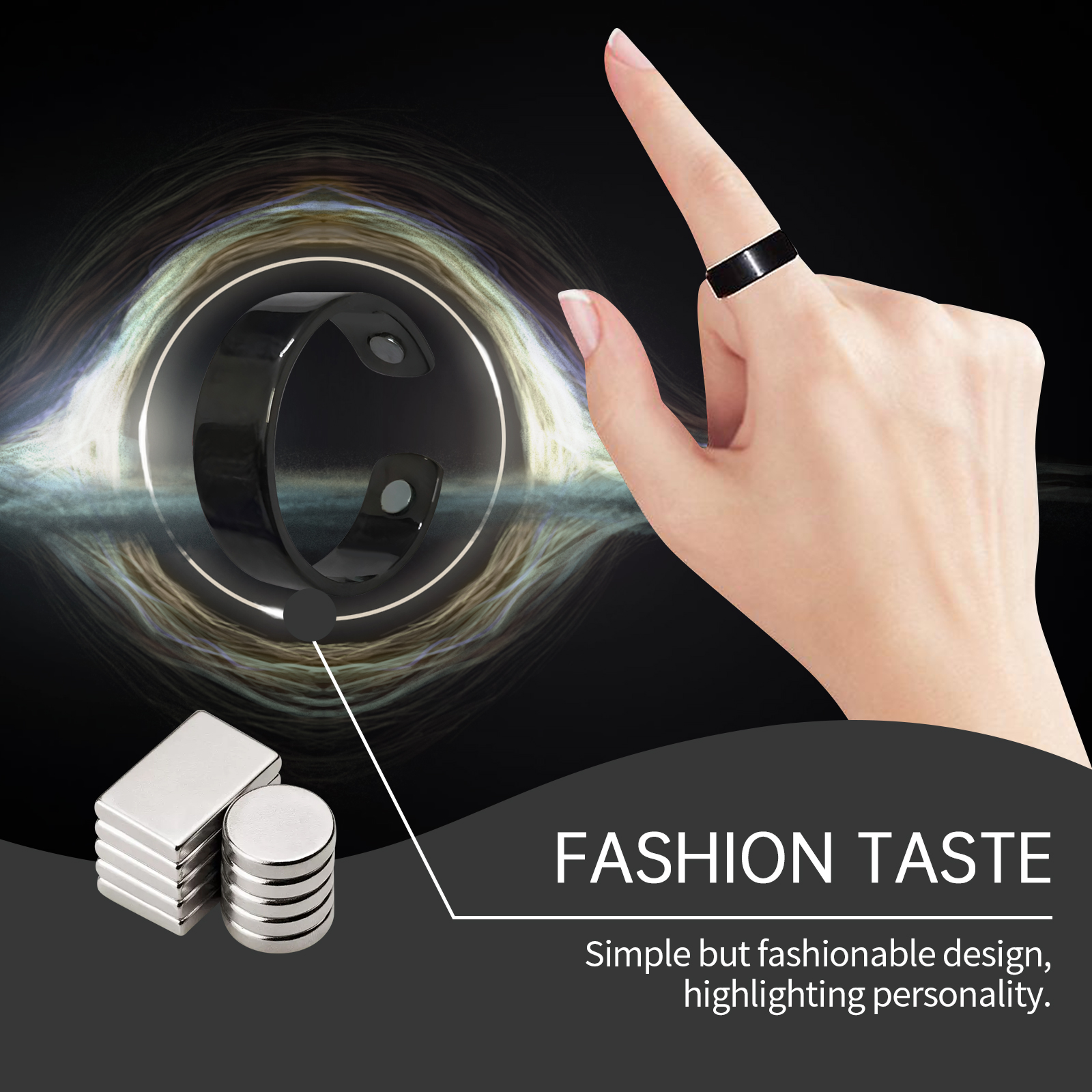 Open adjustable ring worn on a finger