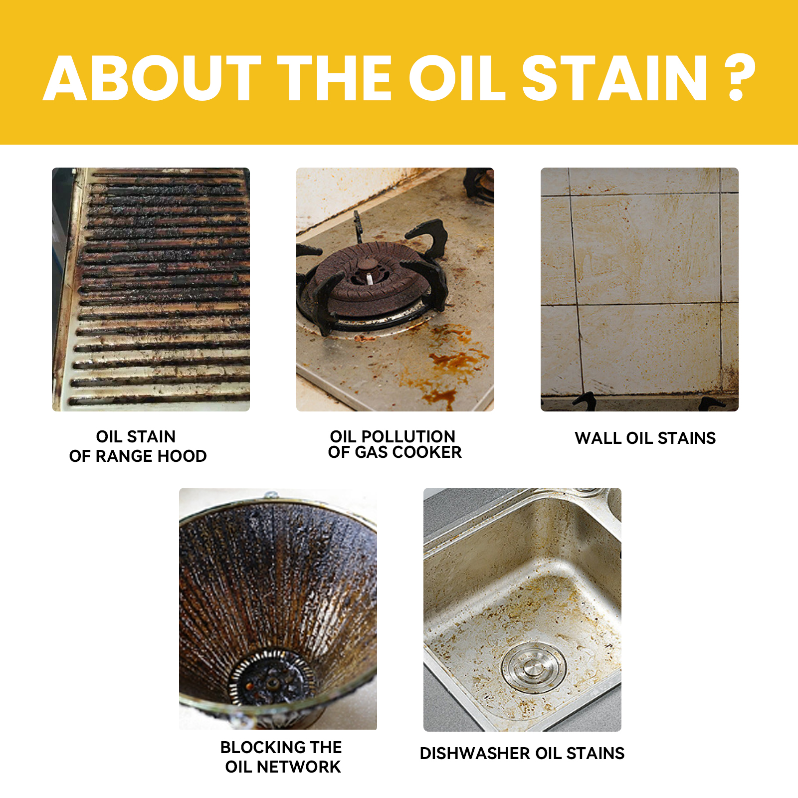 Greasy cooker and sink cleaning examples