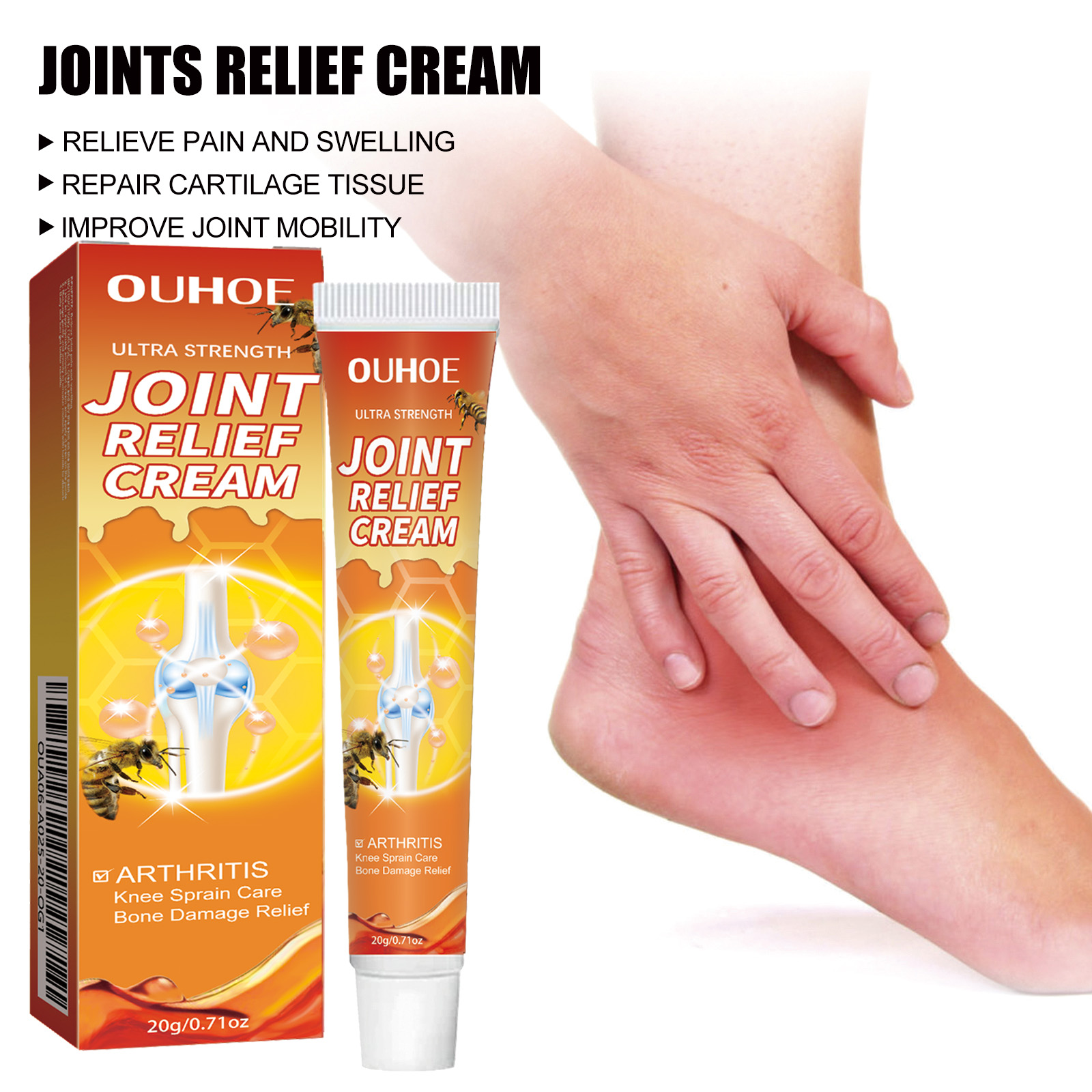 Hands applying cream during localized joint massage