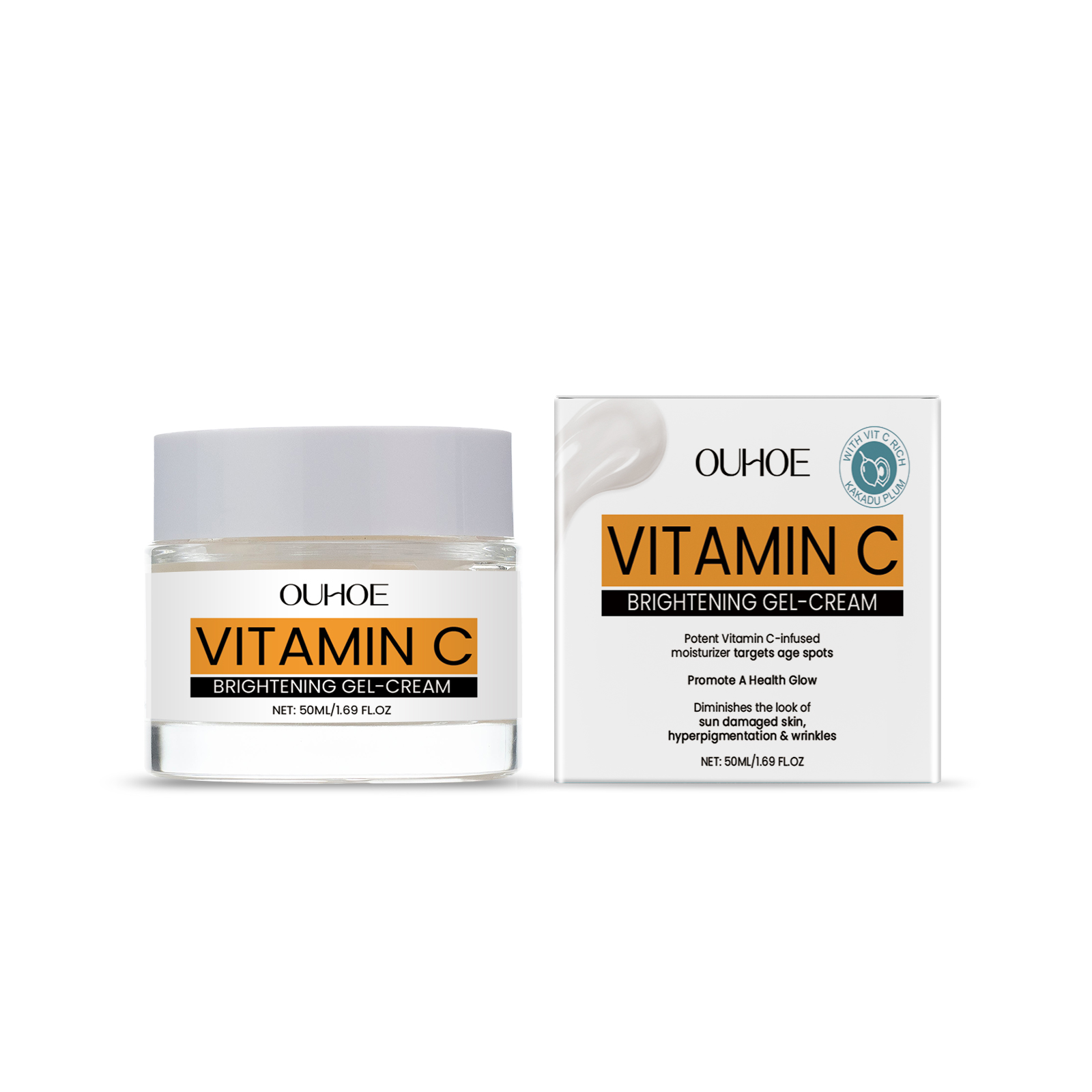 Vitamin C Facial Gel Cream, Gentle Nourishing, Brightening, 
