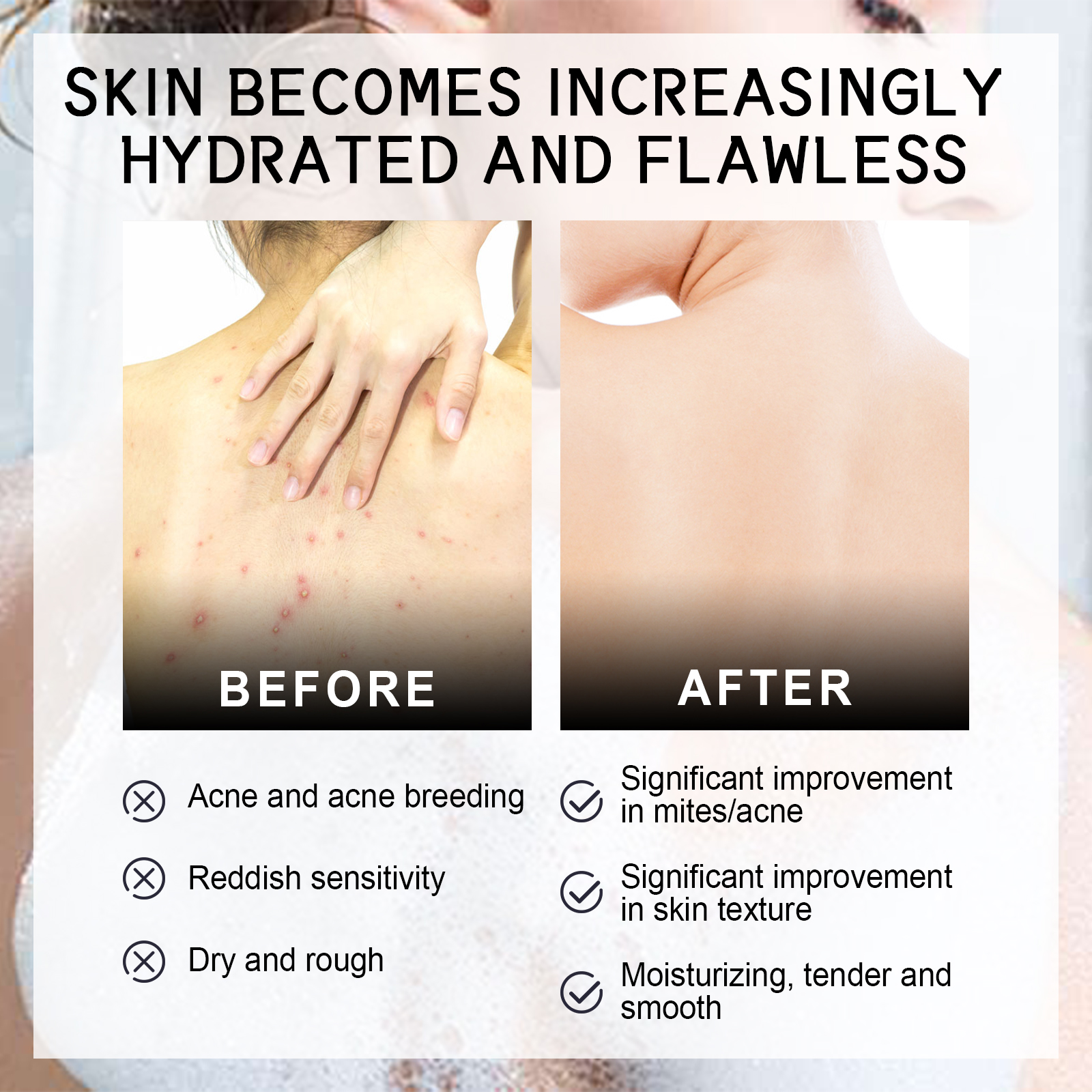 Back skin comparison showing smoother more even-looking texture