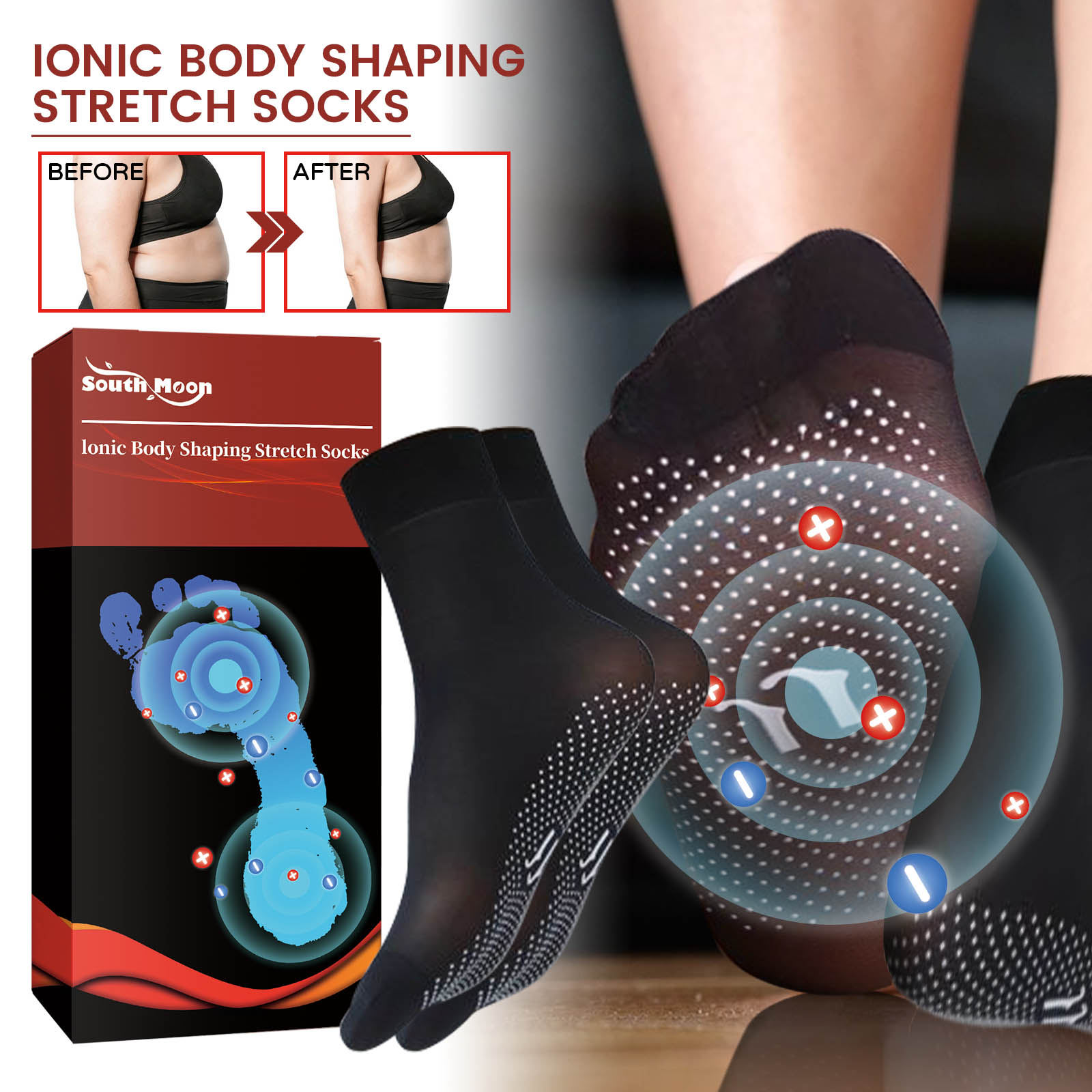 Ionic Body Shaping Stretch Socks, Outdoor Sports Comfortable