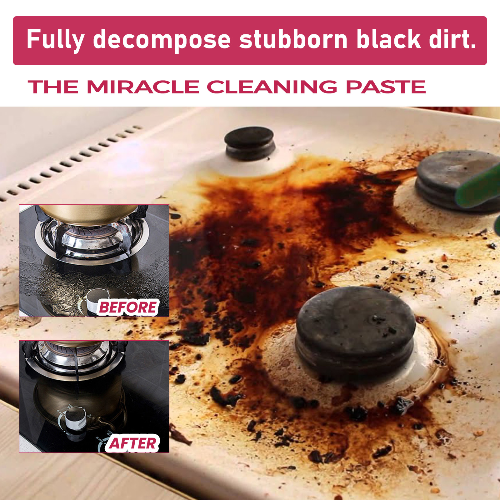 Cooktop grease before and after paste cleaning