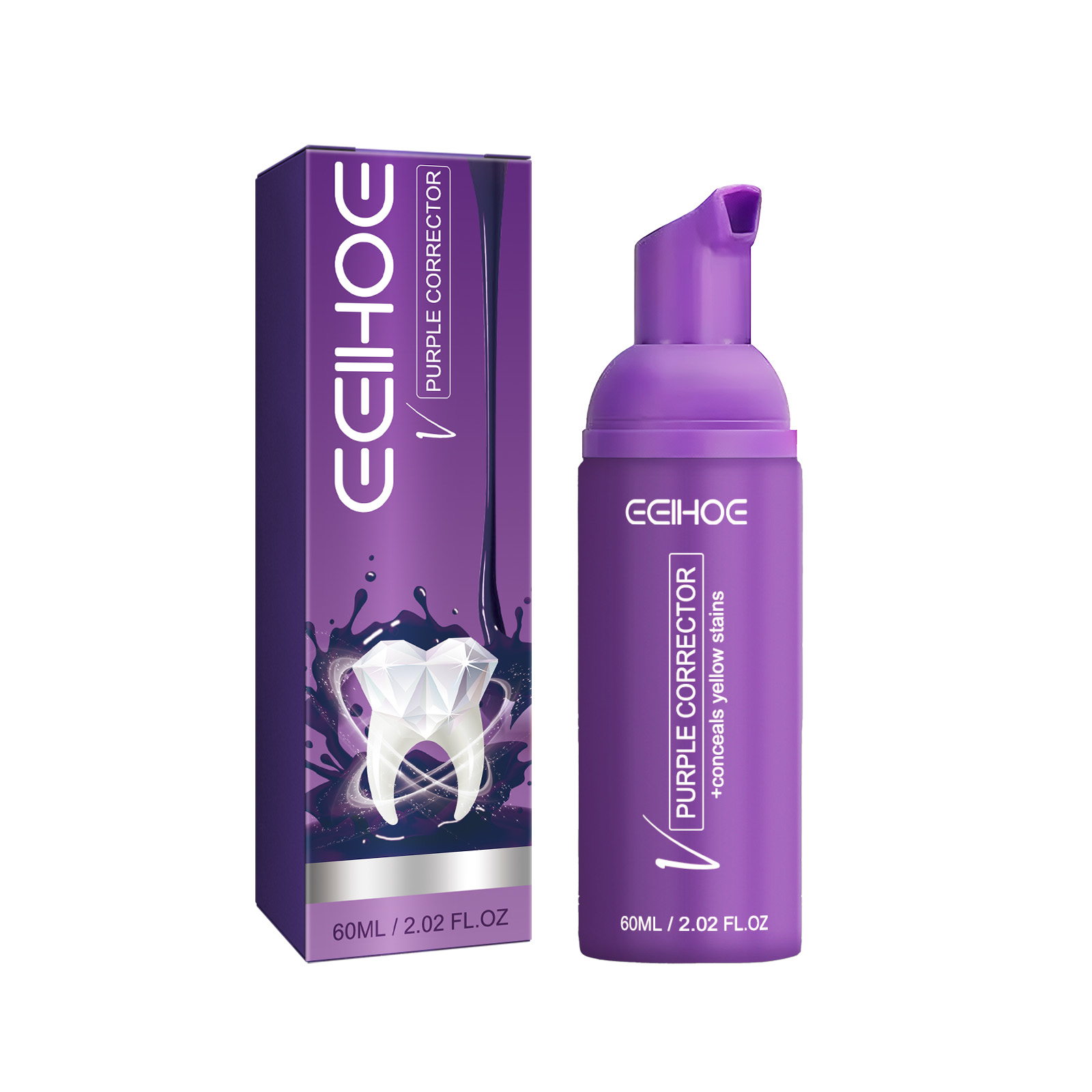 Purple bottle and carton in clean clinical presentation