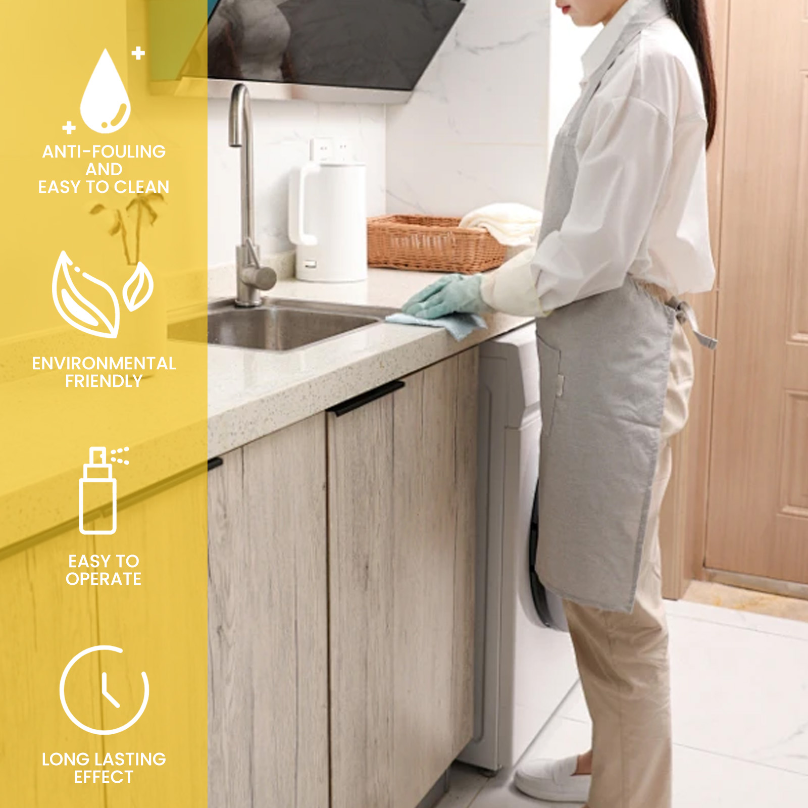 Person using cream cleanser on sink
