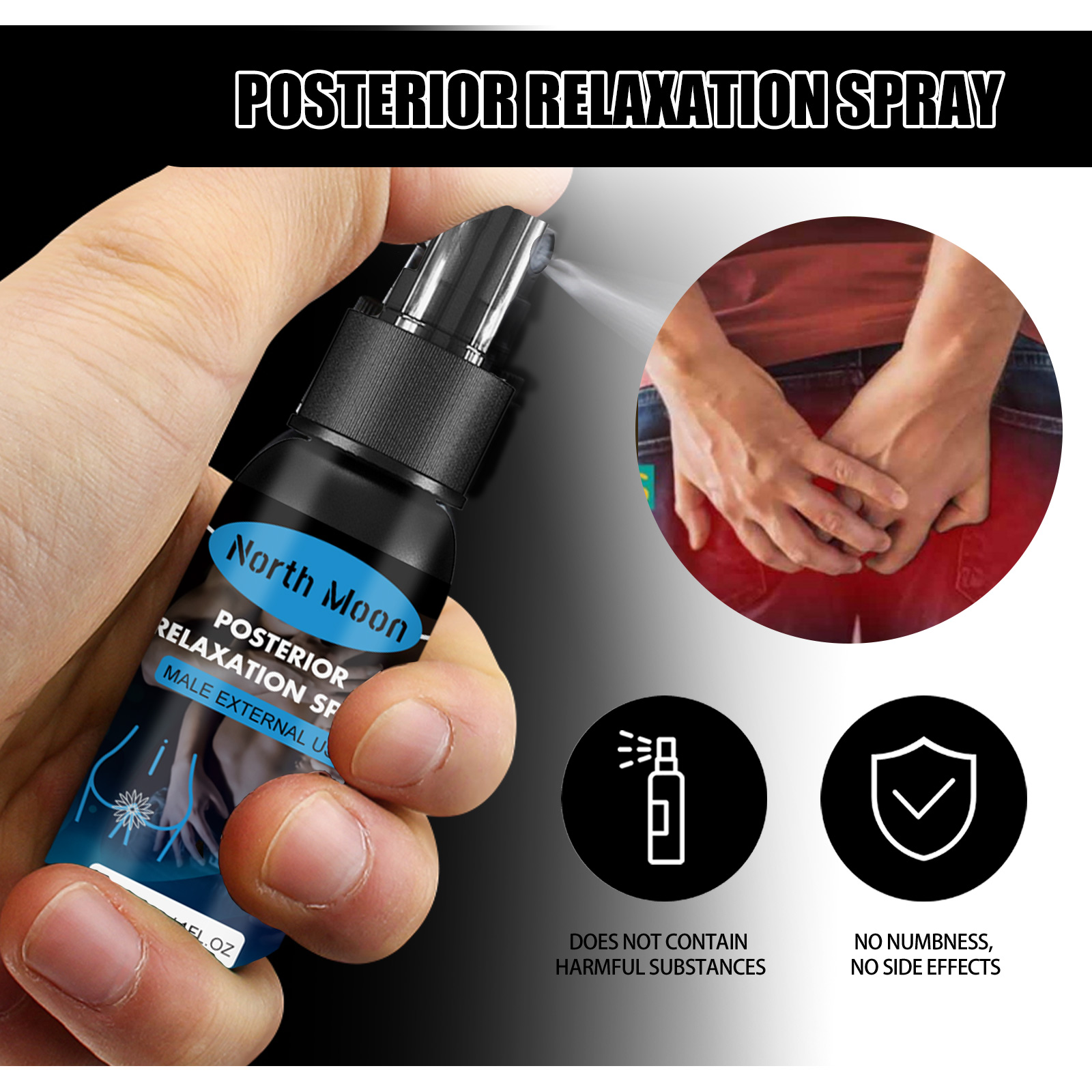 Hand-held spray bottle with external-use packaging claims