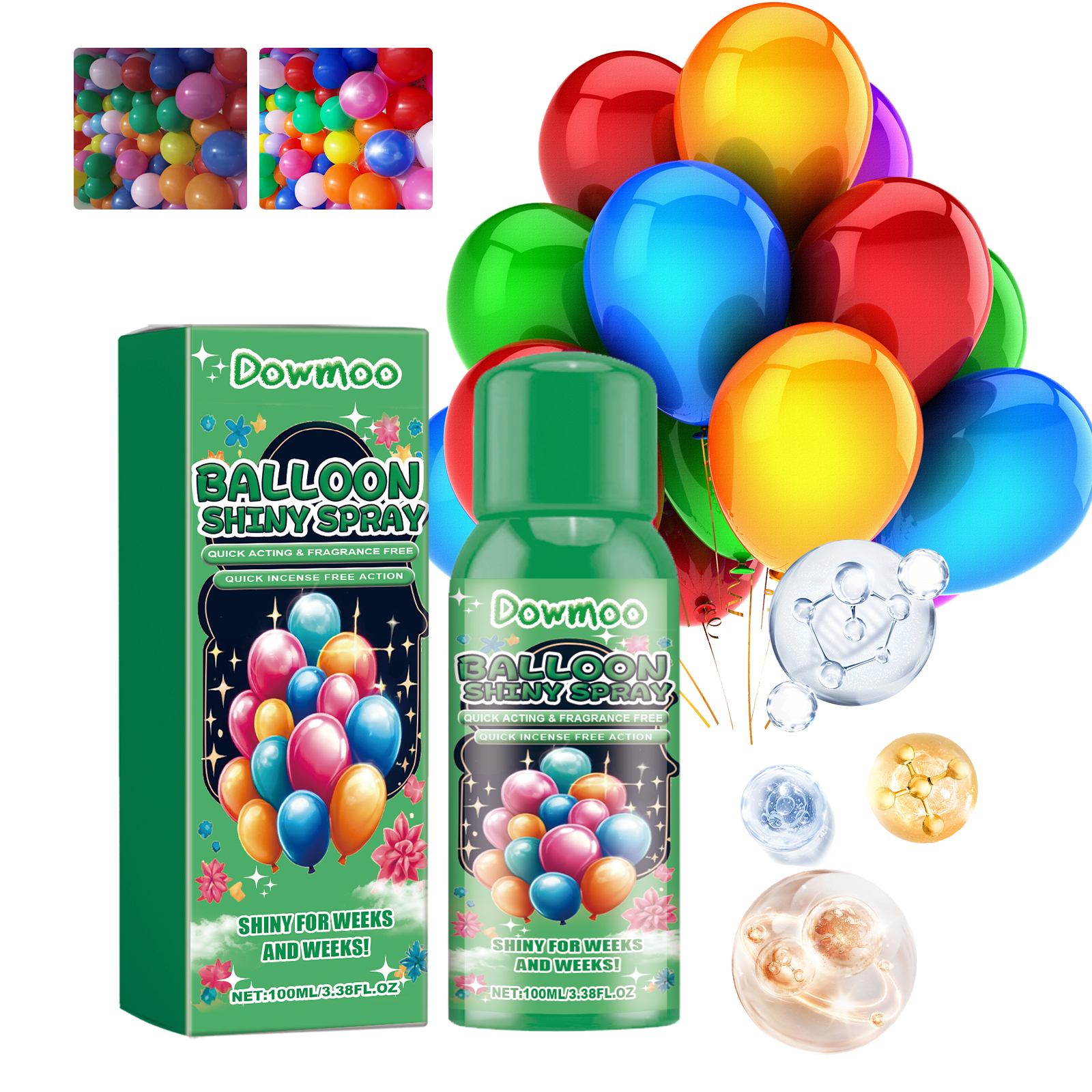 Shine spray with vivid glossy balloon arrangement
