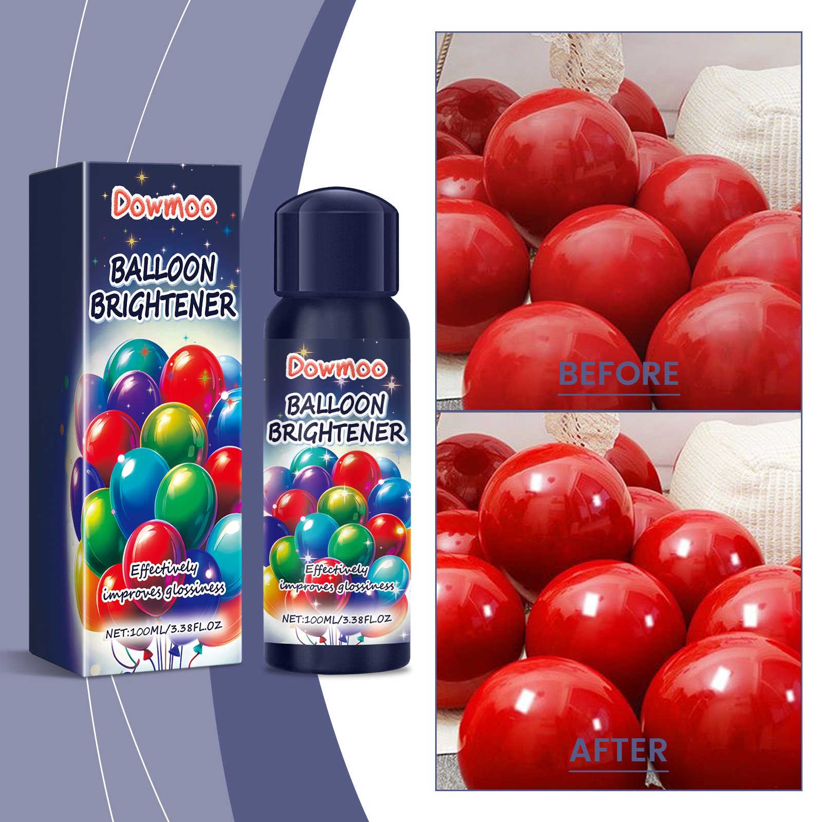 Before and after balloon shine comparison