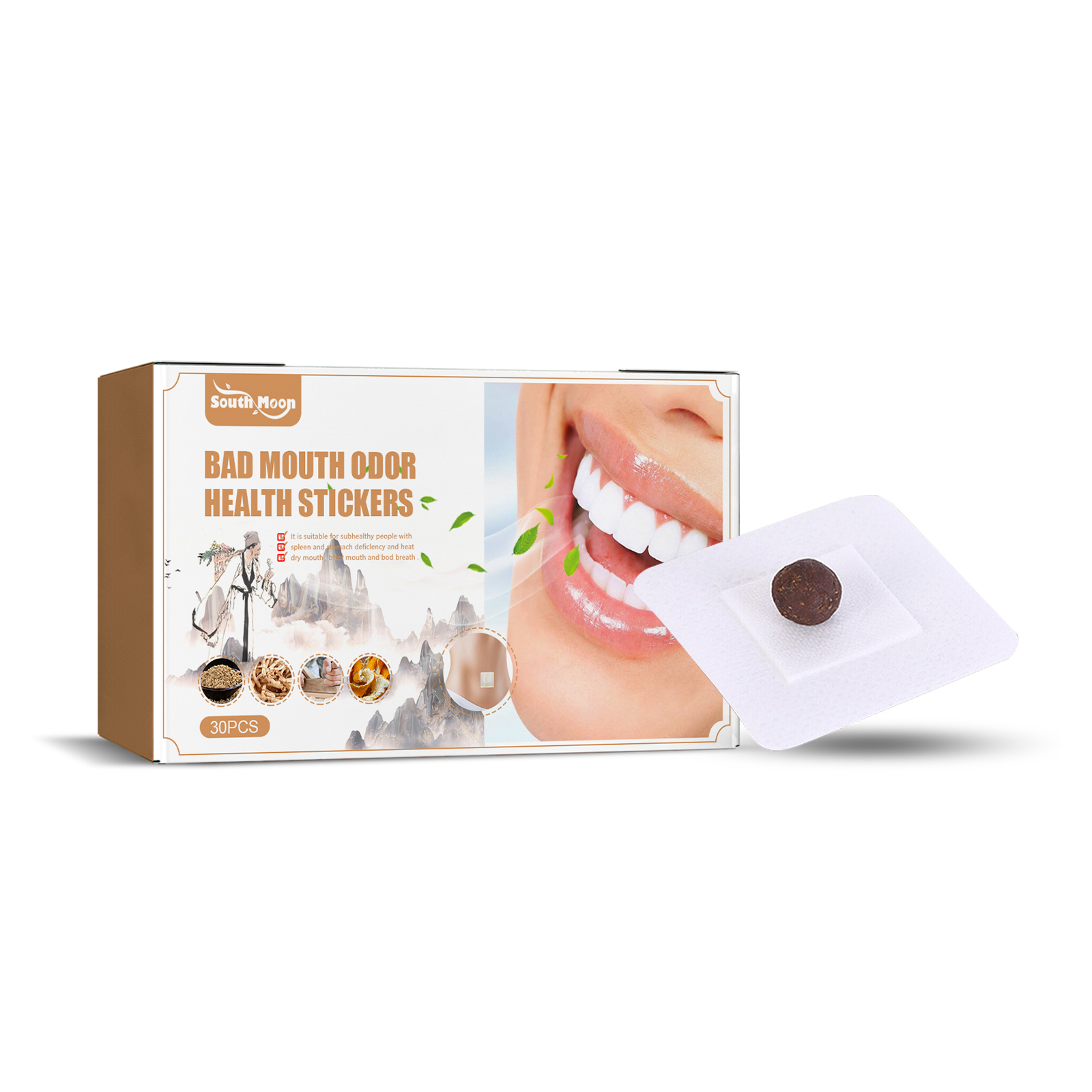 Compact white oral care patch on square backing