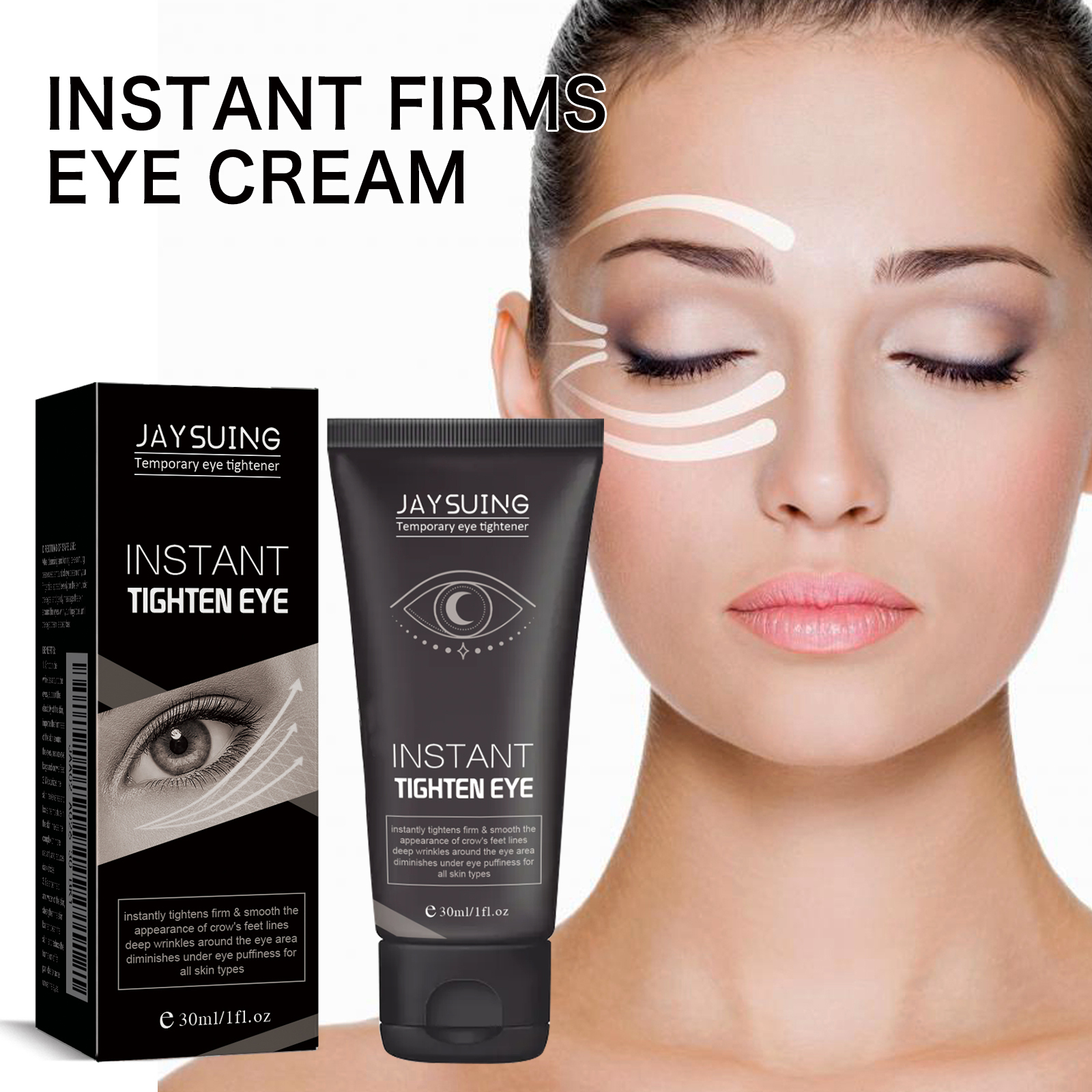 Woman applying cream around the eye area during a skincare routine