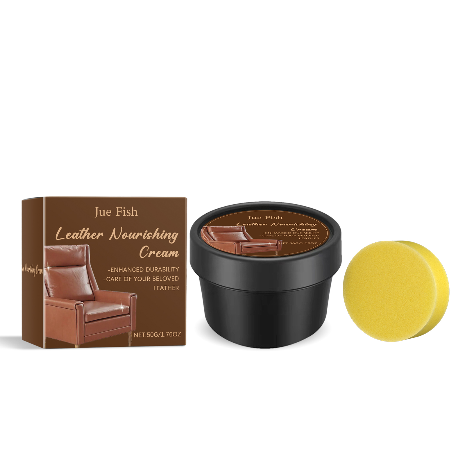 Brown leather cream kit with restored color focus