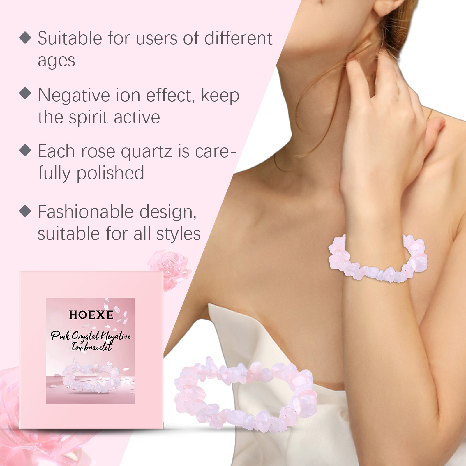Pink crystal bracelet styled for multiple occasions