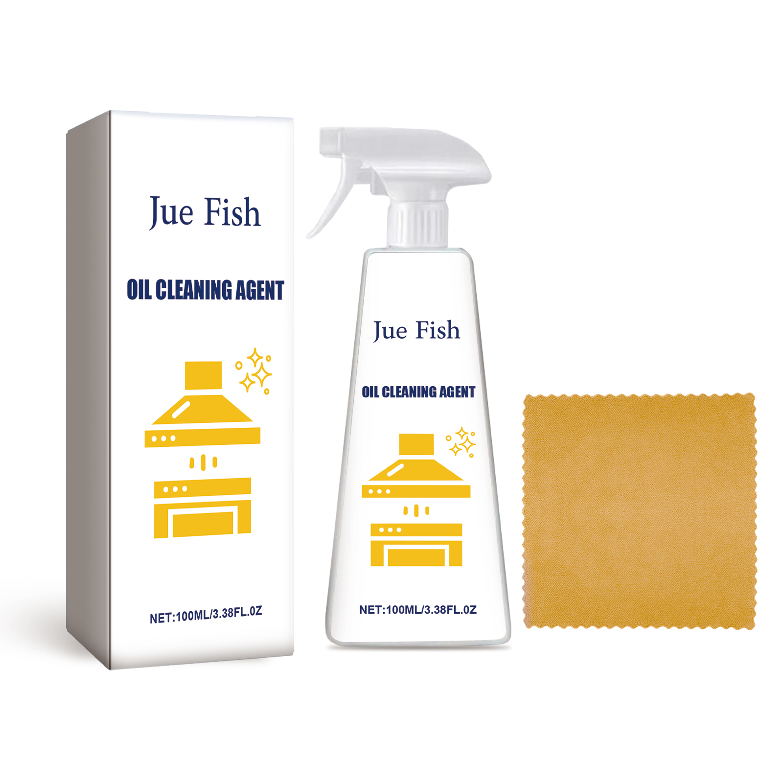 Compact cleaner bottle with matching retail box
