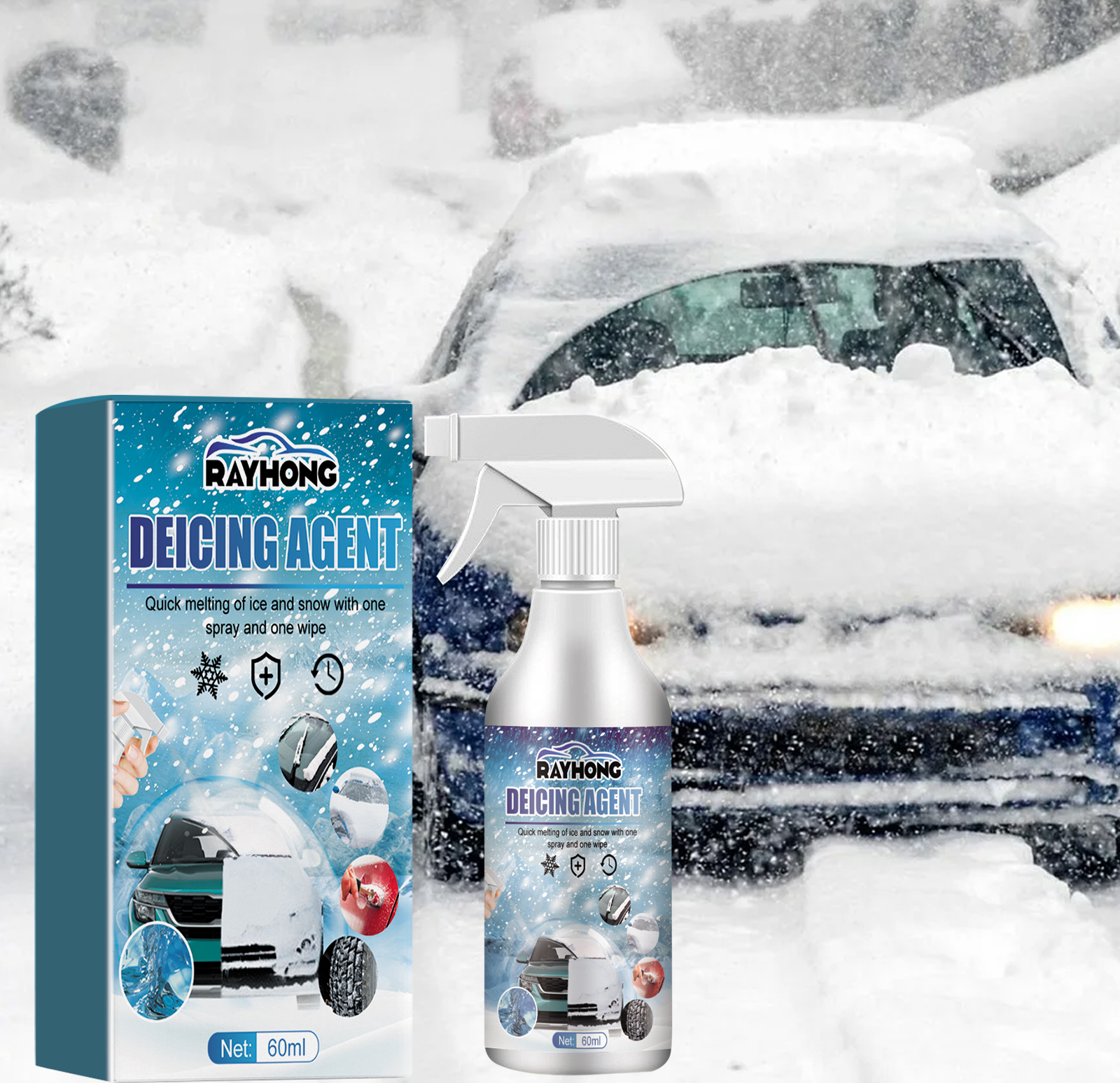 Rayhong Snow Defrosting Agent, Car Windshield Windows Fast A
