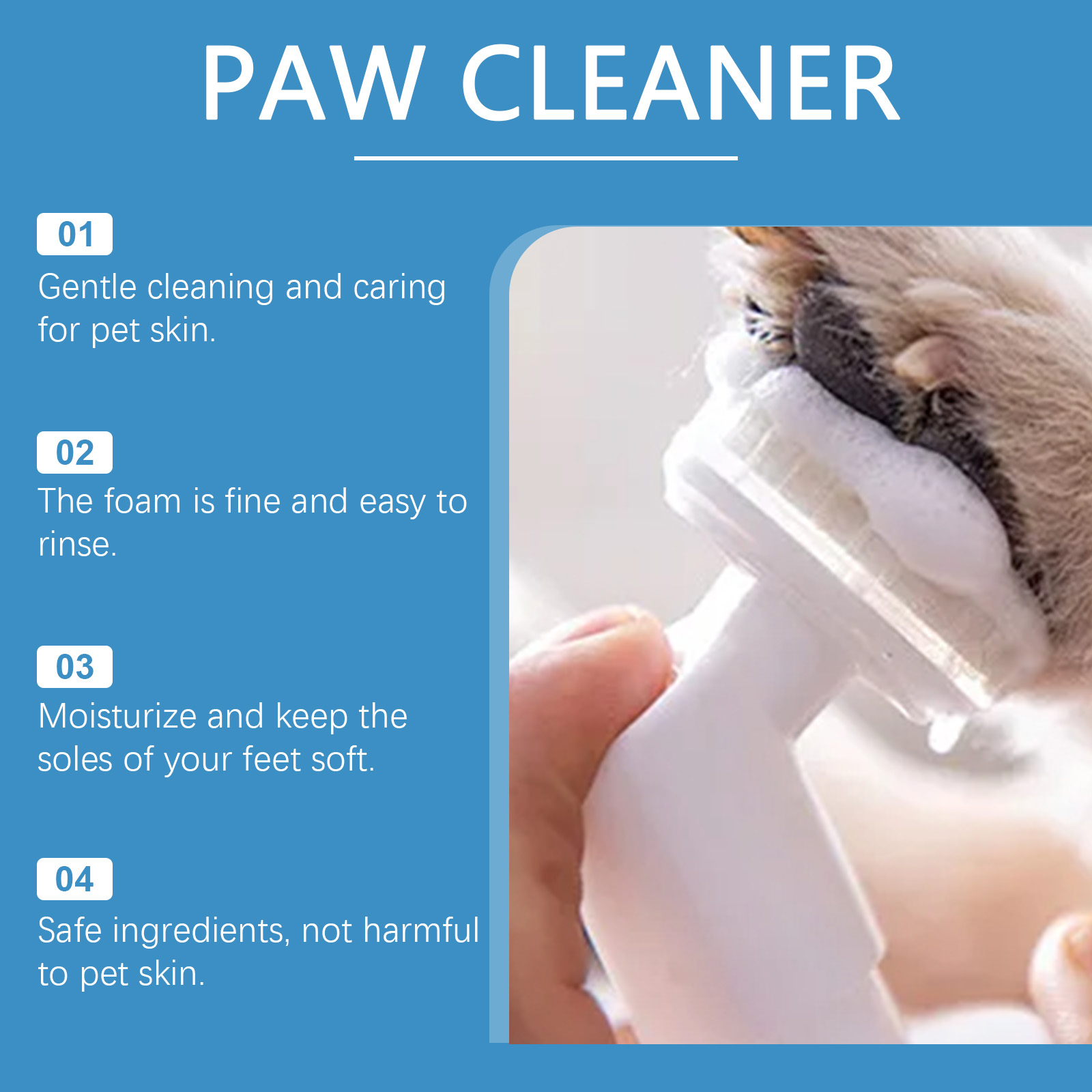 Attached translucent brush cleaning a pet paw