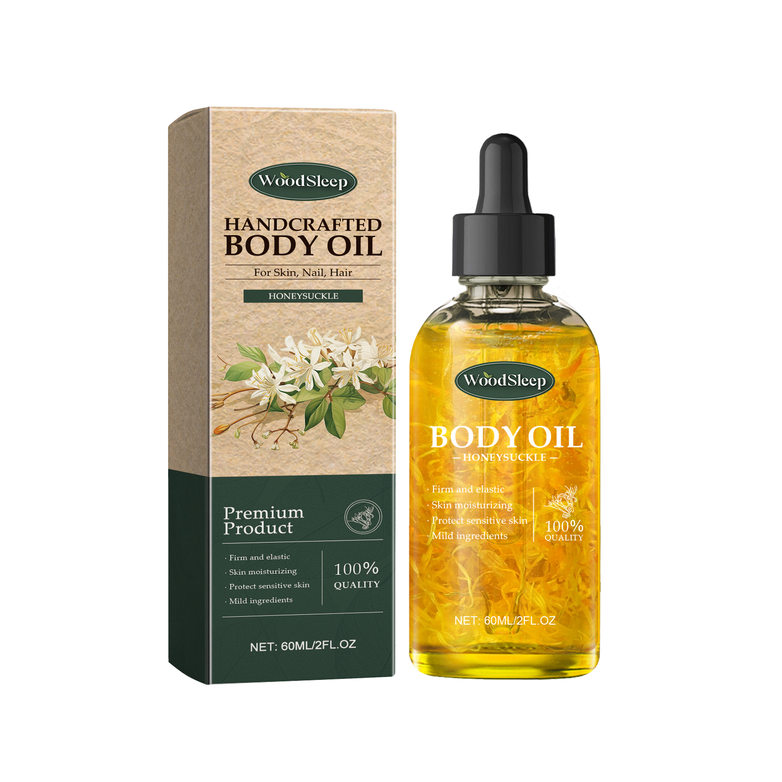Woodsleep Handmade Honeysuckle Multi-Purpose Body Oil, Moisturizing Skin Care Nourish The Whole Body