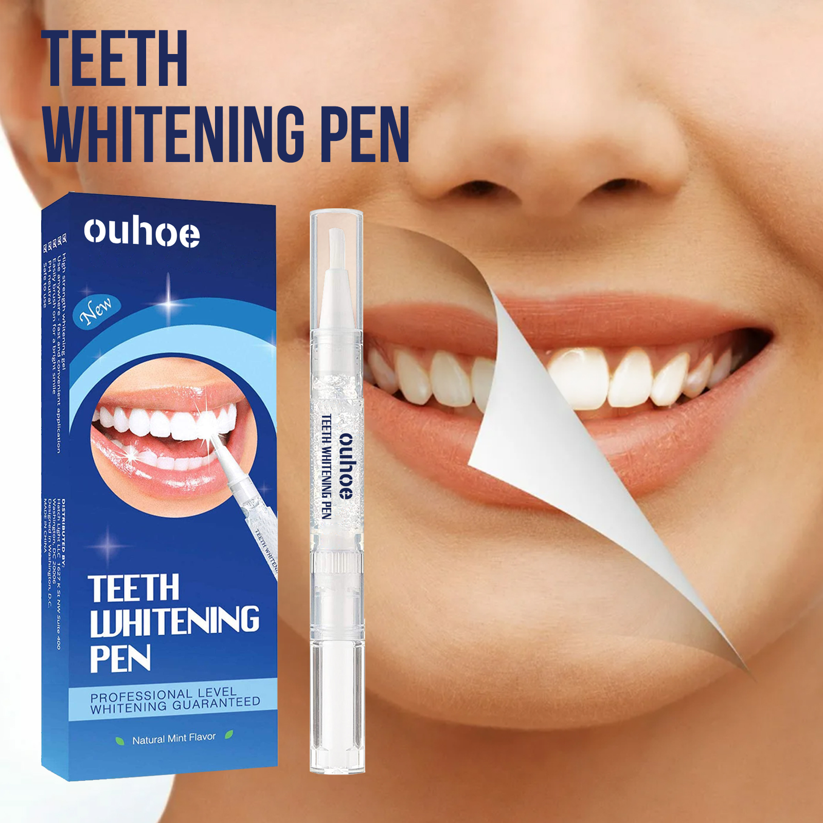 OUHOE whitening pen with smiling face backdrop