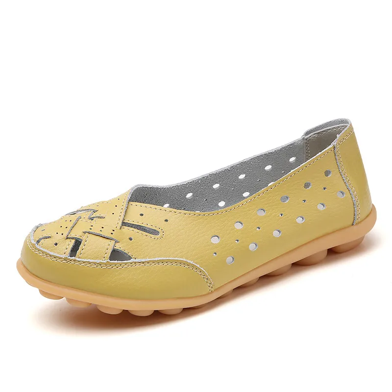 Summer women's hollowed out loafers with cow tendon sole and bean shaped shoes image 3