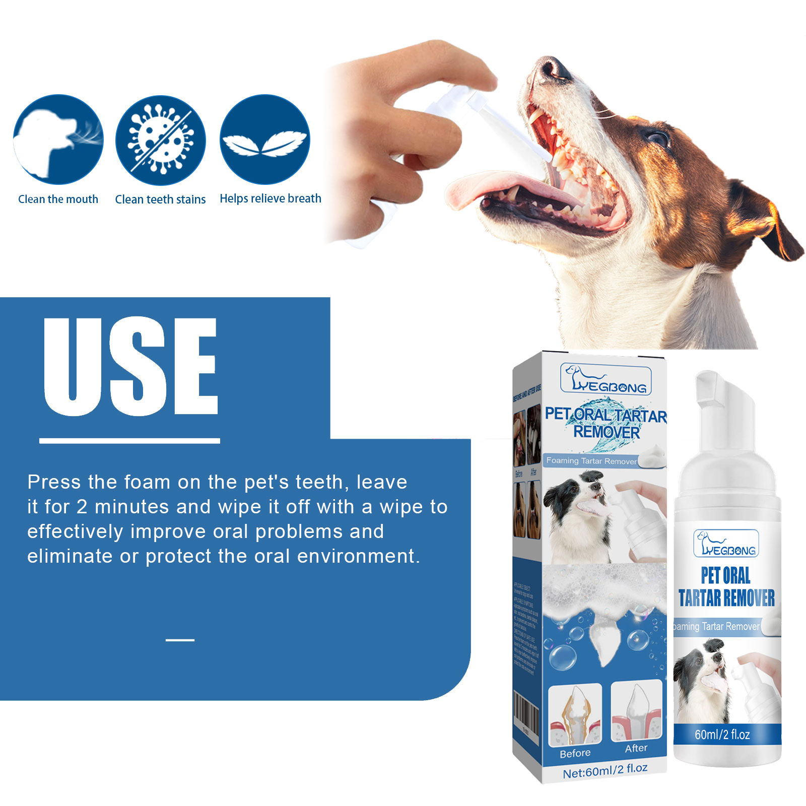 Dog muzzle during a calm dental care inspection