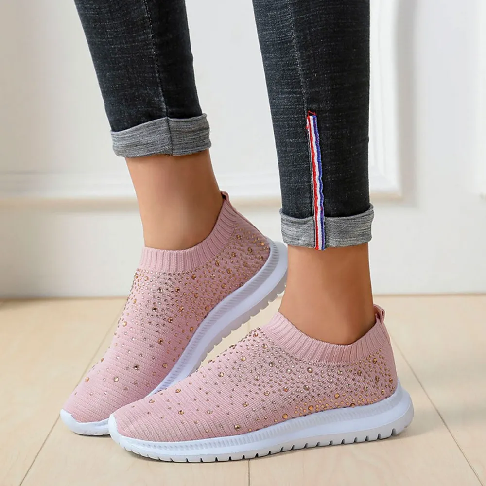 Rhinestone Decor Mesh Breathable Athletic image 5