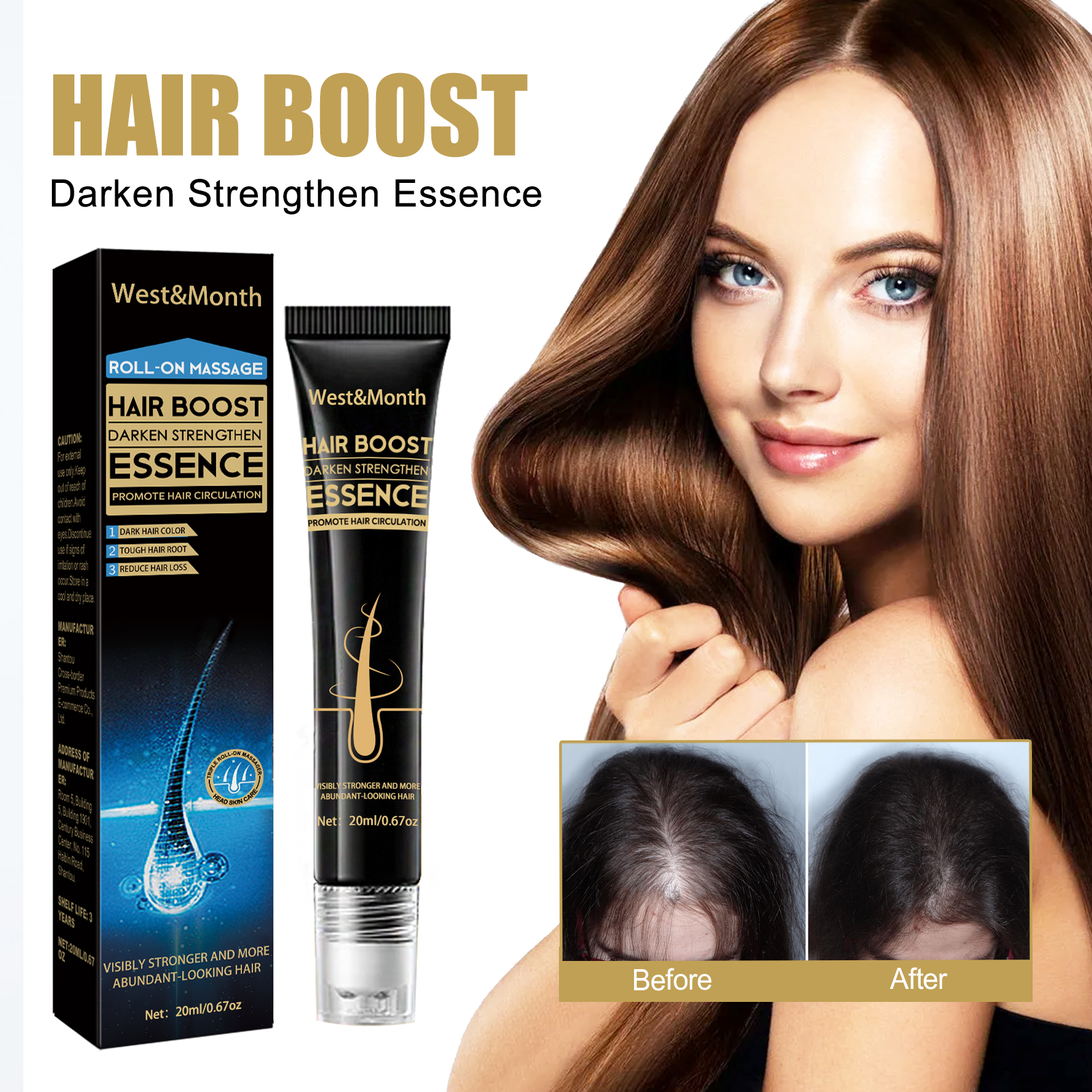 West&Month Hair Boost Darken Strengthen Essence, Scalp Massa