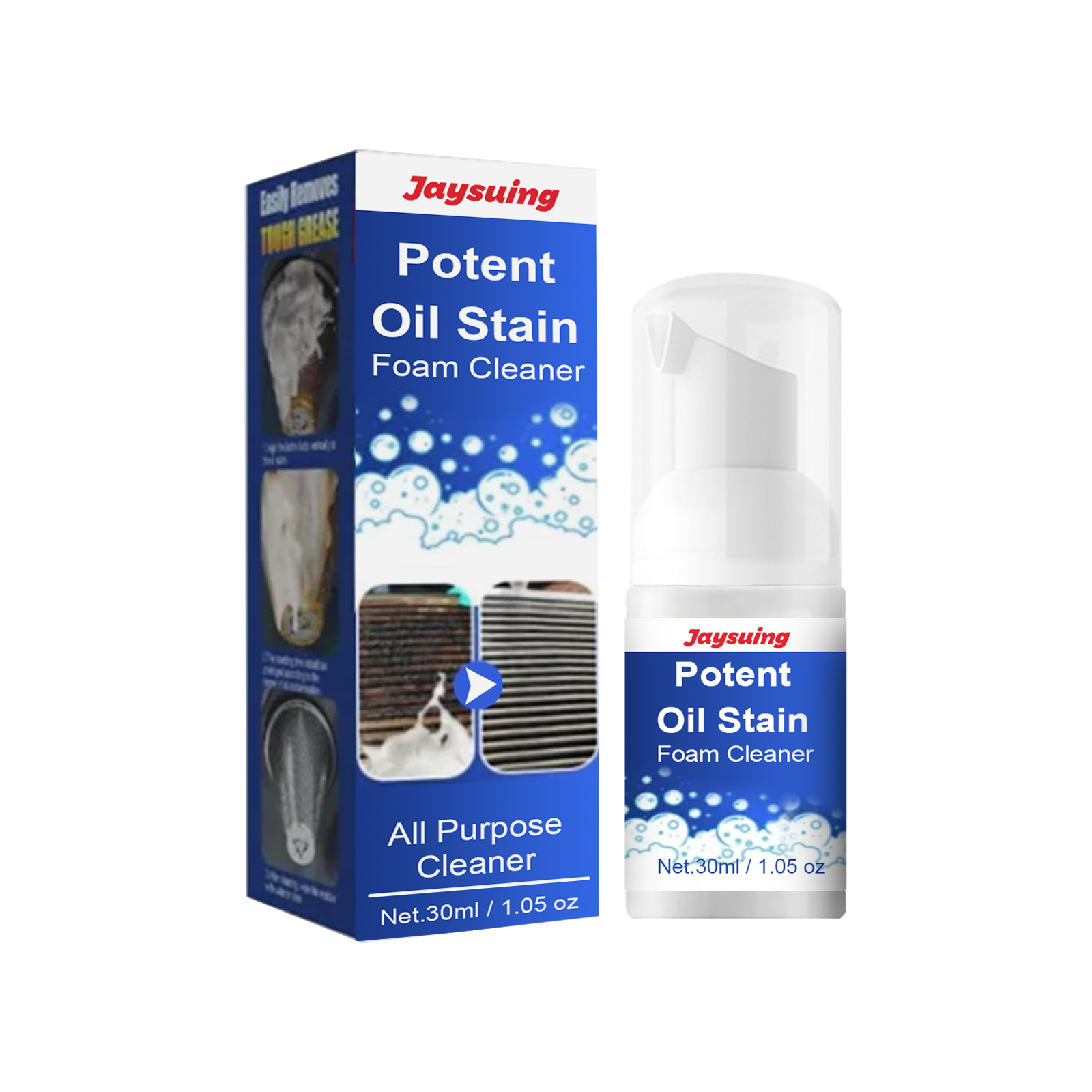 Compact pump bottle and printed cleaner carton