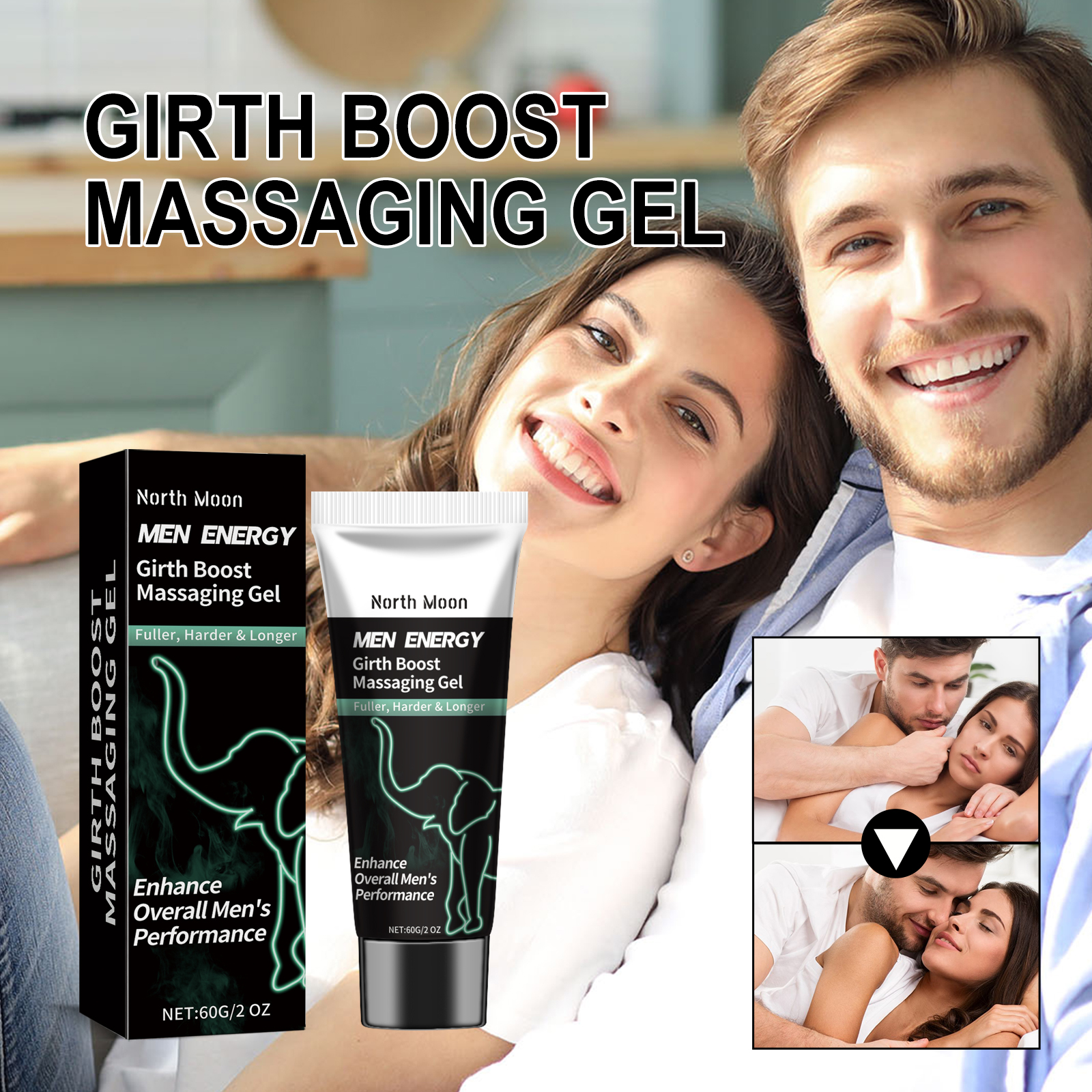 Massage gel shown in an intimate lifestyle setting