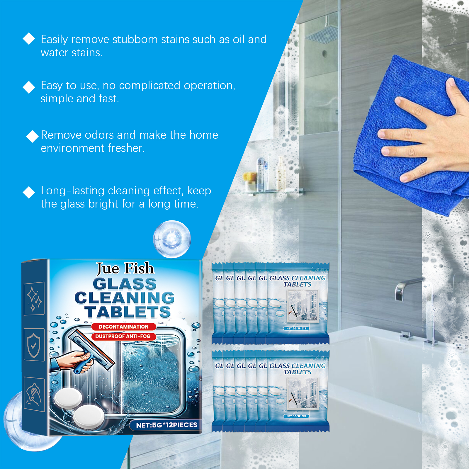 Cleaning solution used on bathroom shower glass