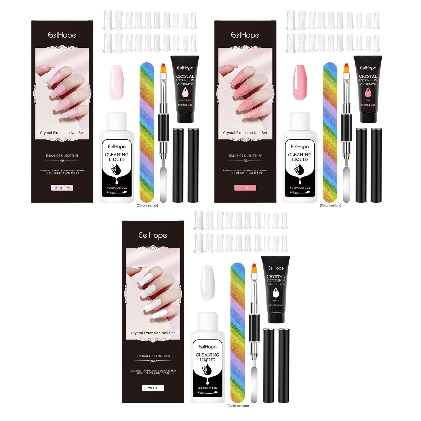 Crystal Extension Nail Set Nail Glue Simple Style Natural Th