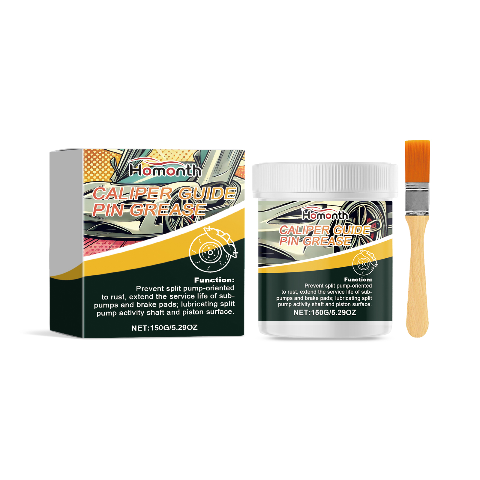 Closed ribbed brake grease tub with protective carton