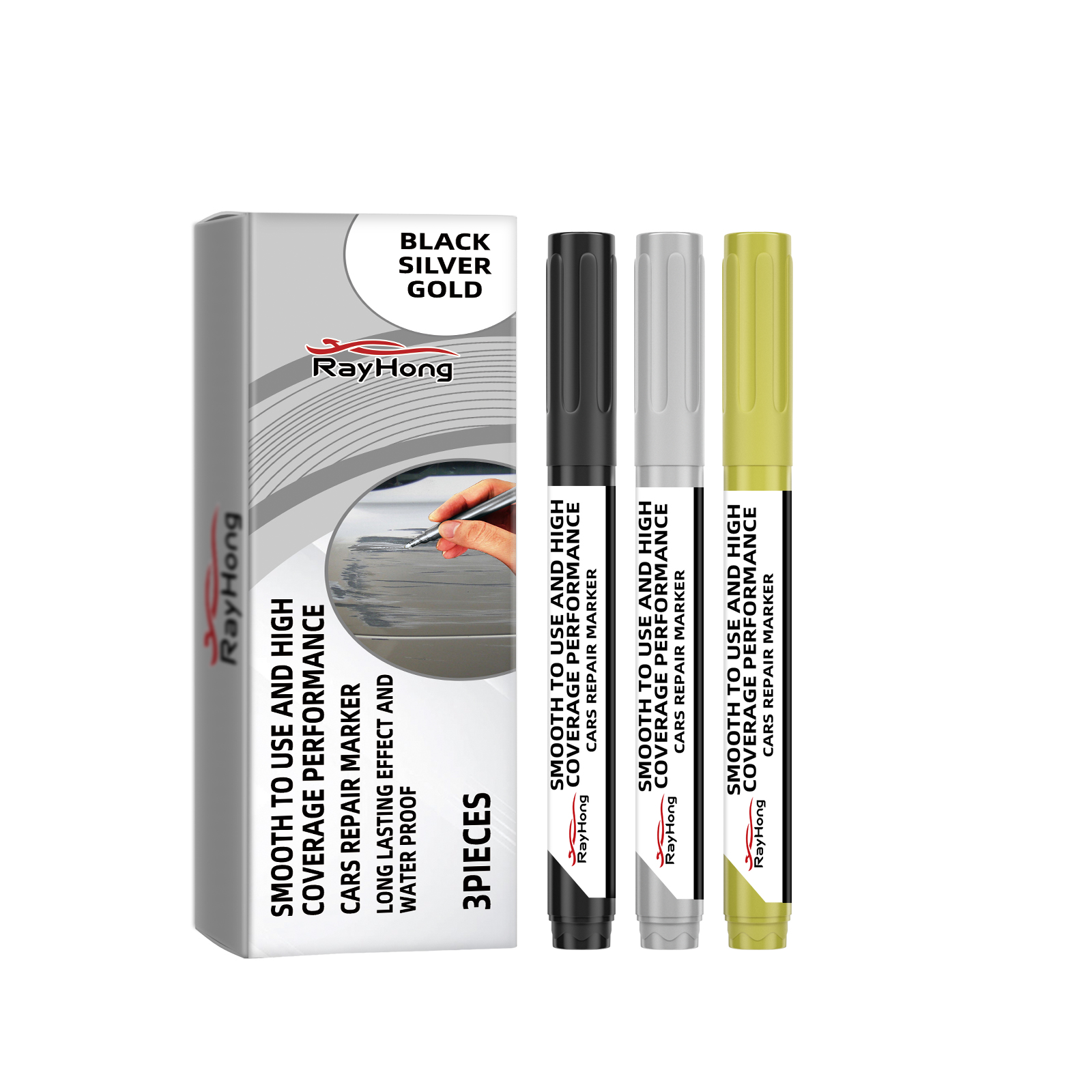 Compact boxed pens for waterproof car paint touch-ups
