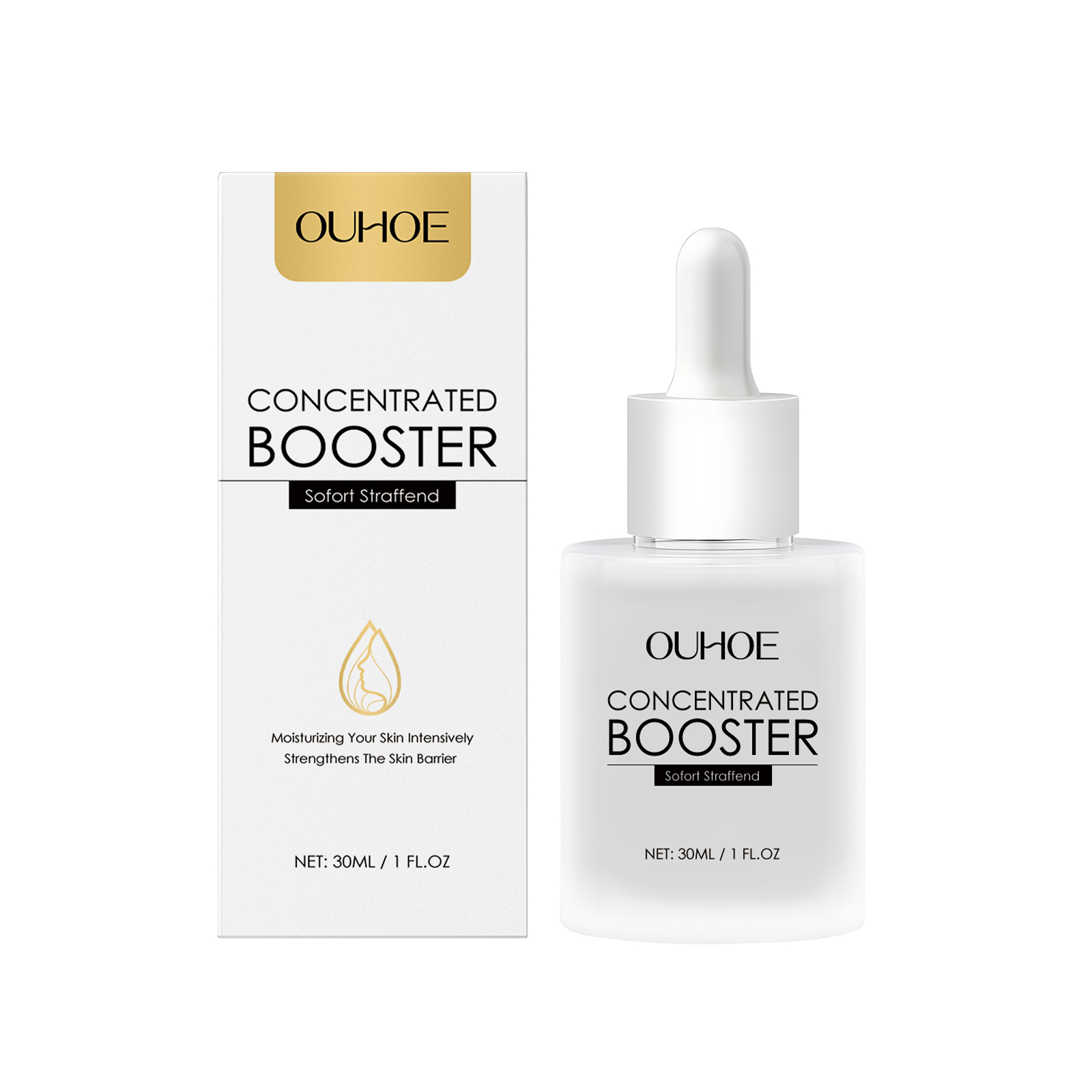 Essence bottle and carton showing barrier support claims