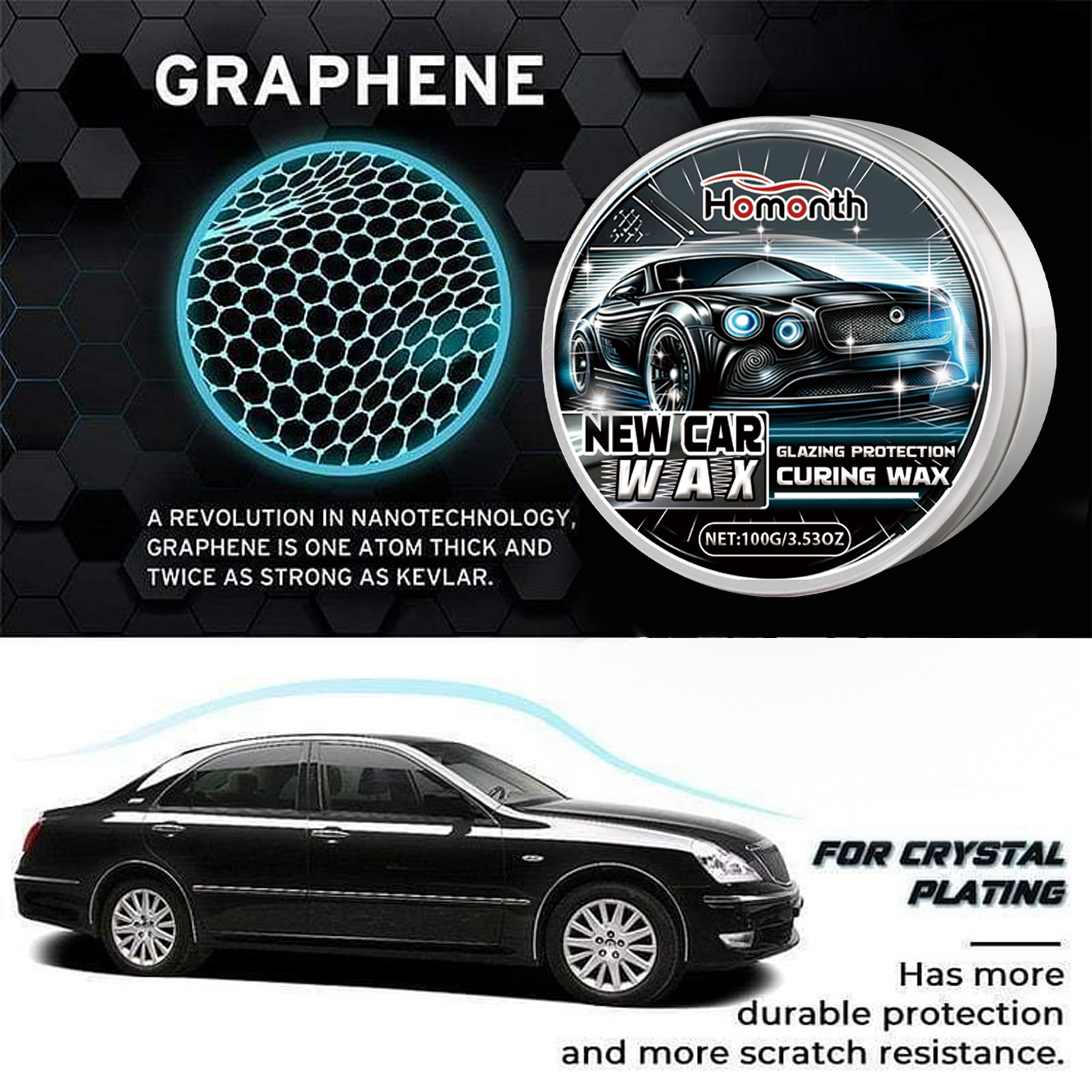 Compact closed silver wax tin for car care storage