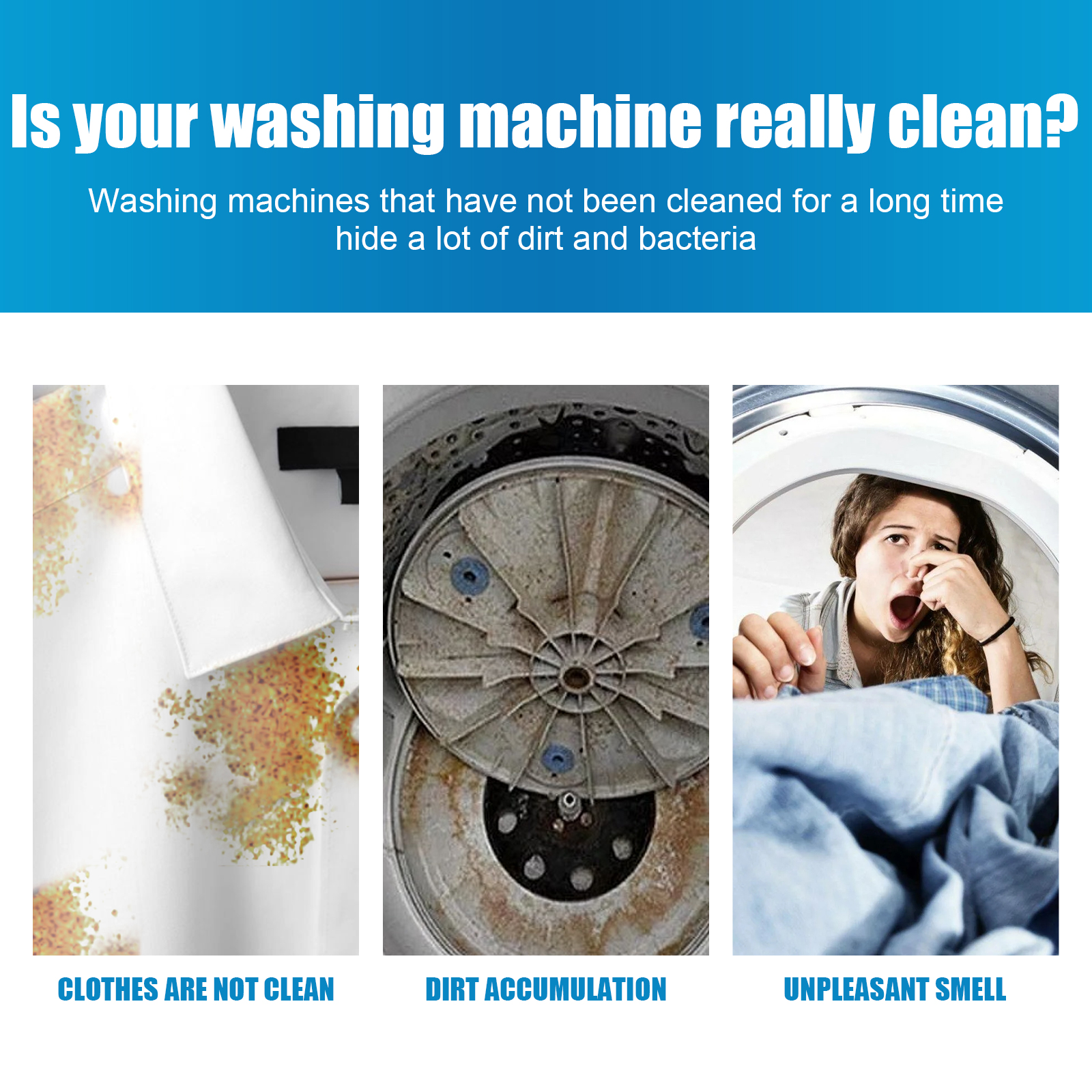 Washing machine odor and dirt maintenance graphic