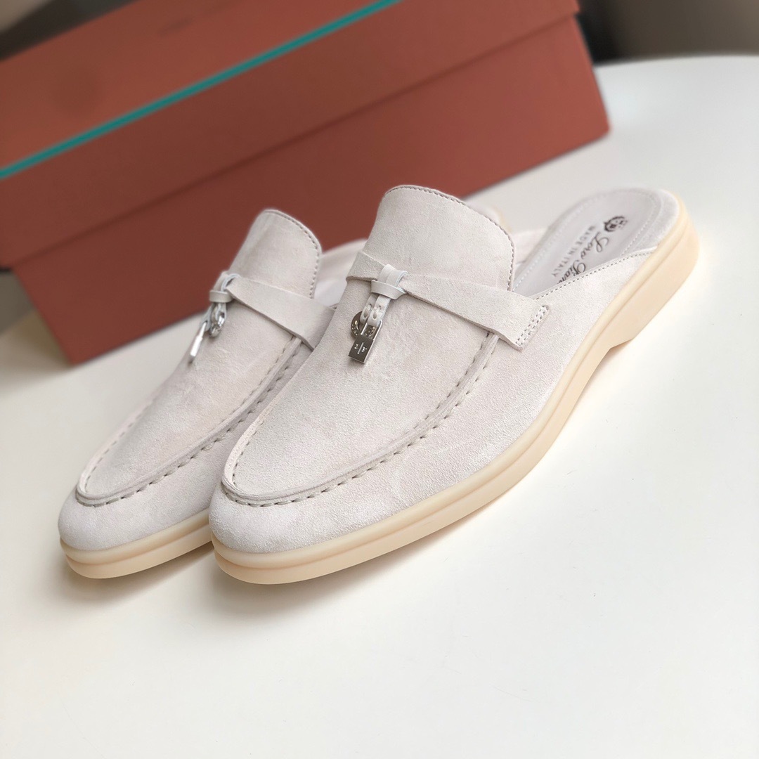 Women's slippers LP leather flat bottomed lazy person comfortable one foot kick Mueller cool mop image 8