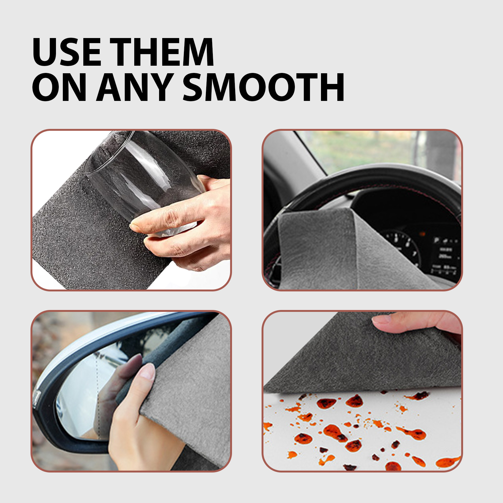 Textured cleaning cloth used across glass and smooth surfaces