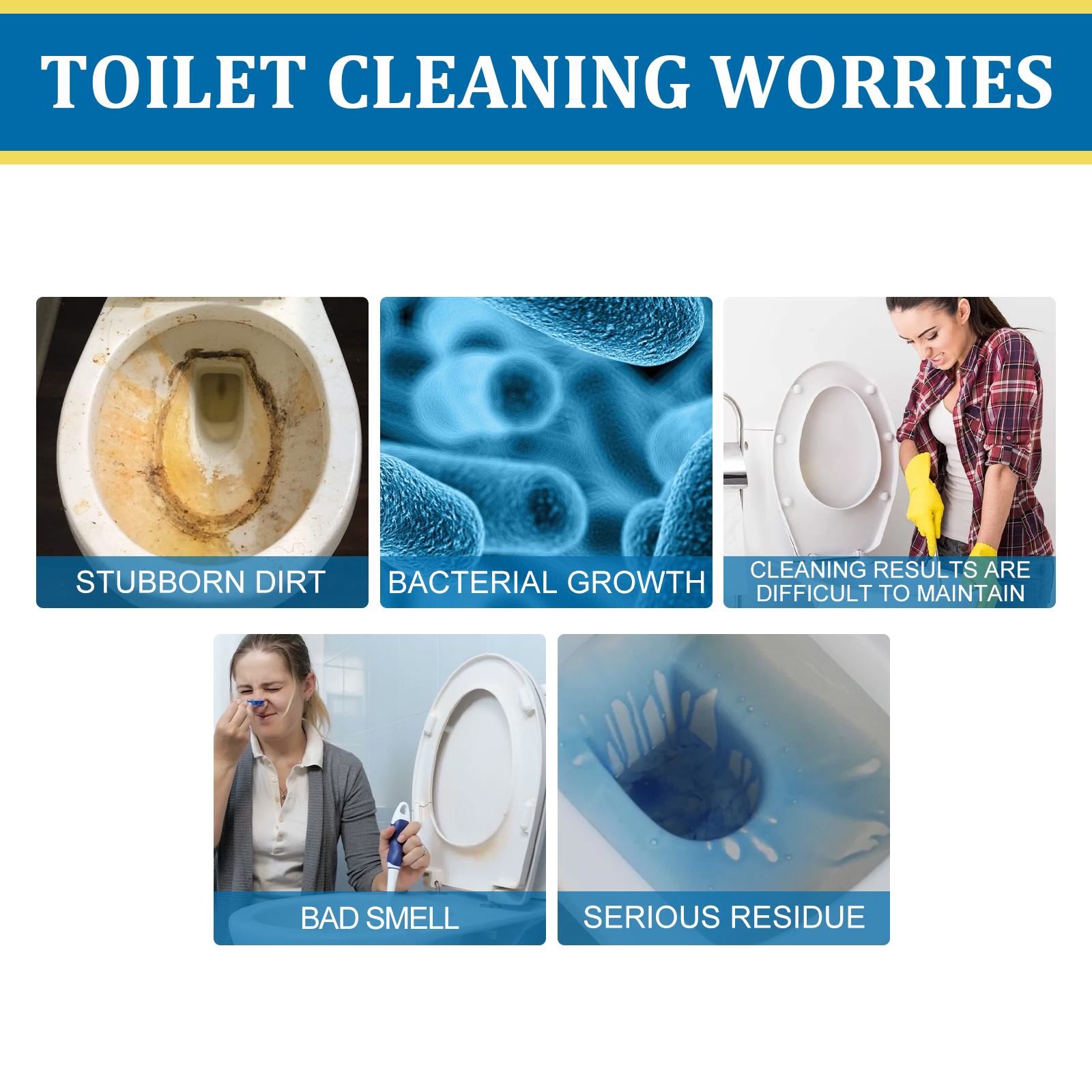 Bathroom cleaning concerns including residue and unpleasant odor