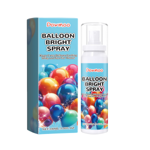 Compact balloon spray bottle beside matching product box