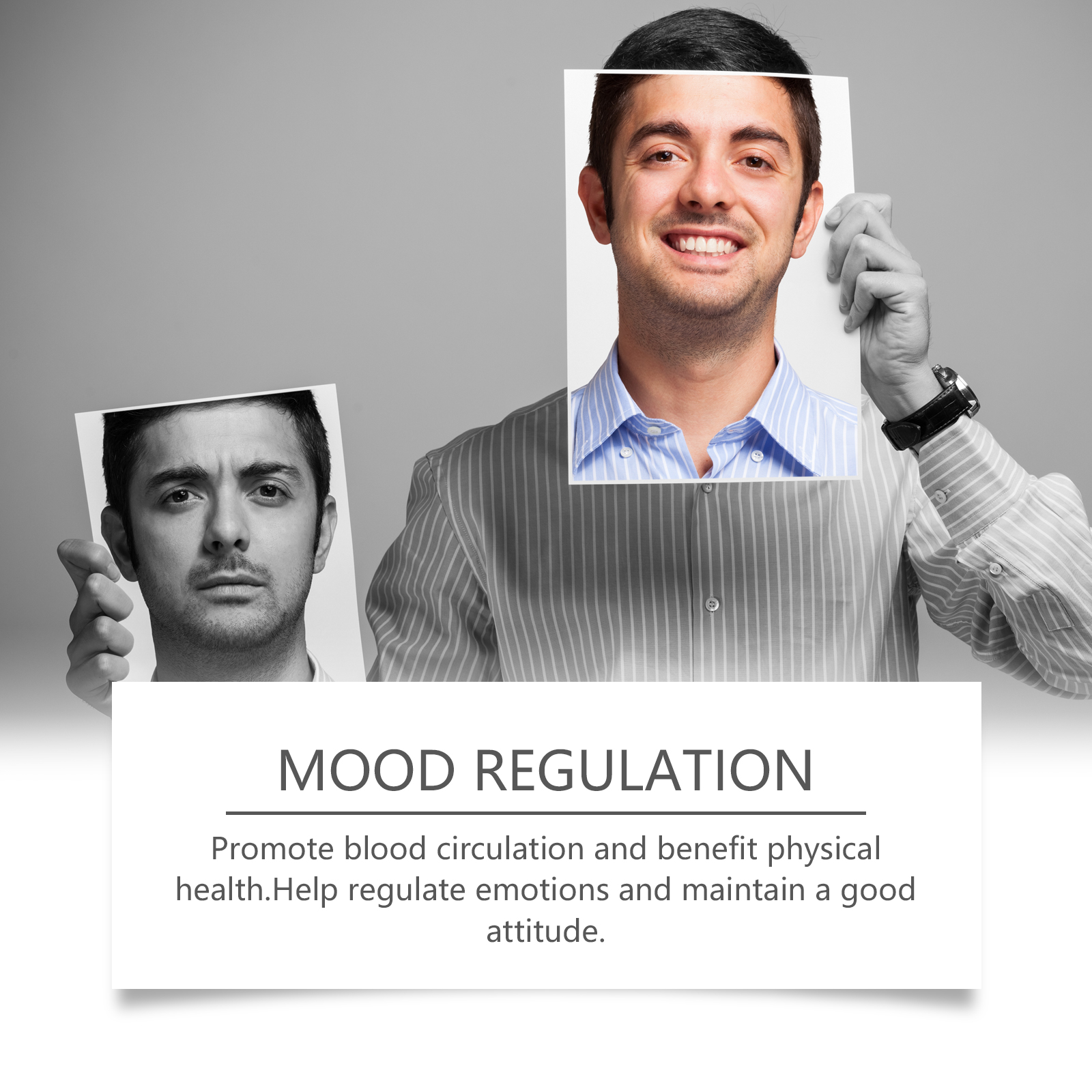 Black bracelet shown in mood-focused promotional image