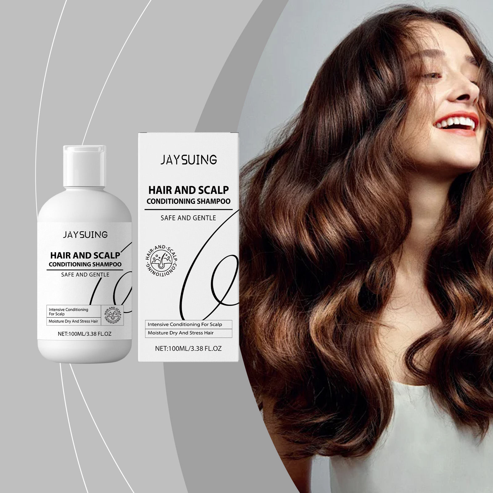 Woman showing smooth voluminous softly wavy hair